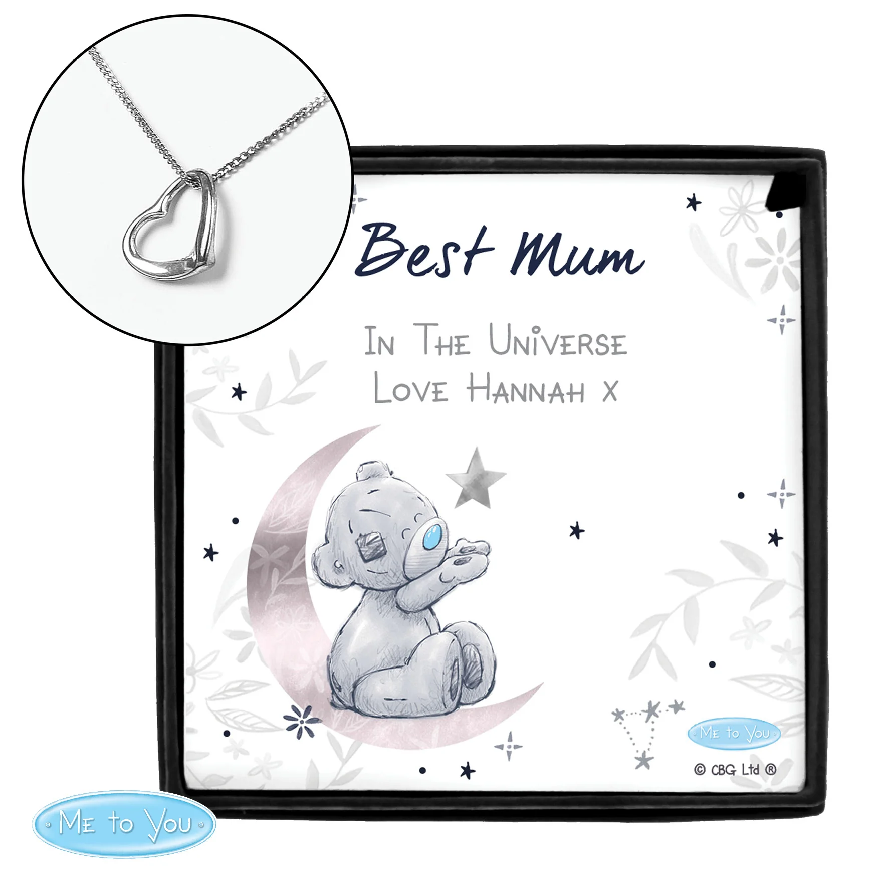 Personalised Moon & Stars Me To You Sentiment Silver Tone Necklace and Box - Image 2