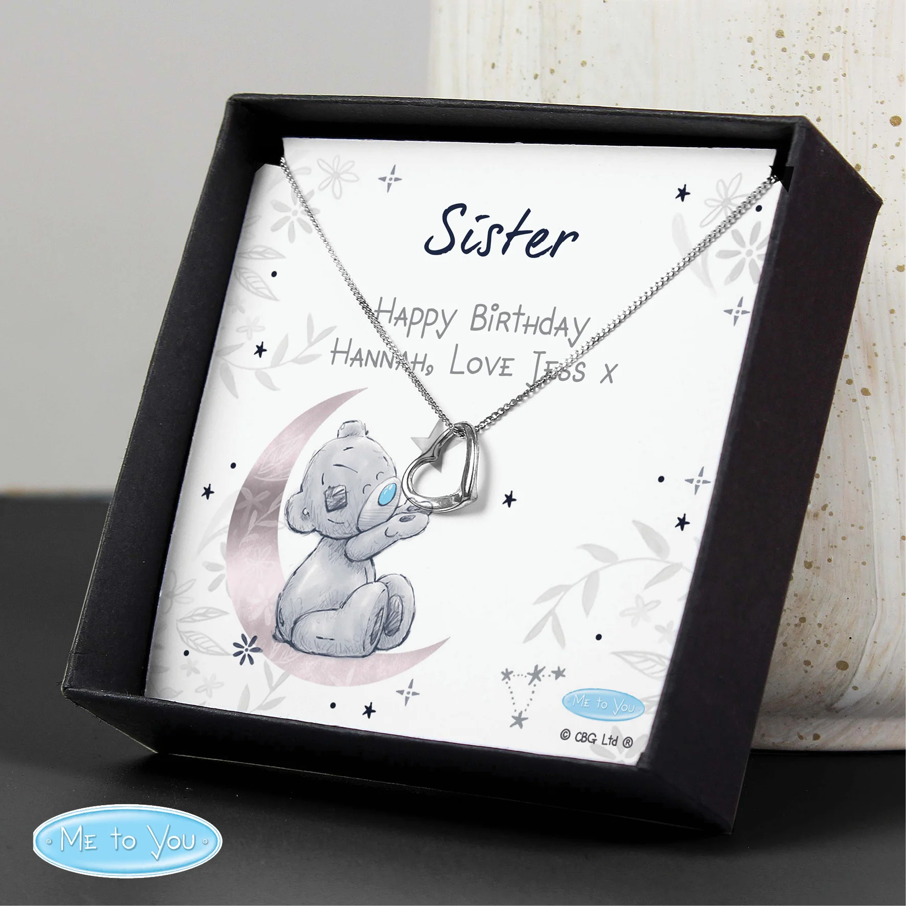 Personalised Moon & Stars Me To You Sentiment Silver Tone Necklace and Box - Image 3