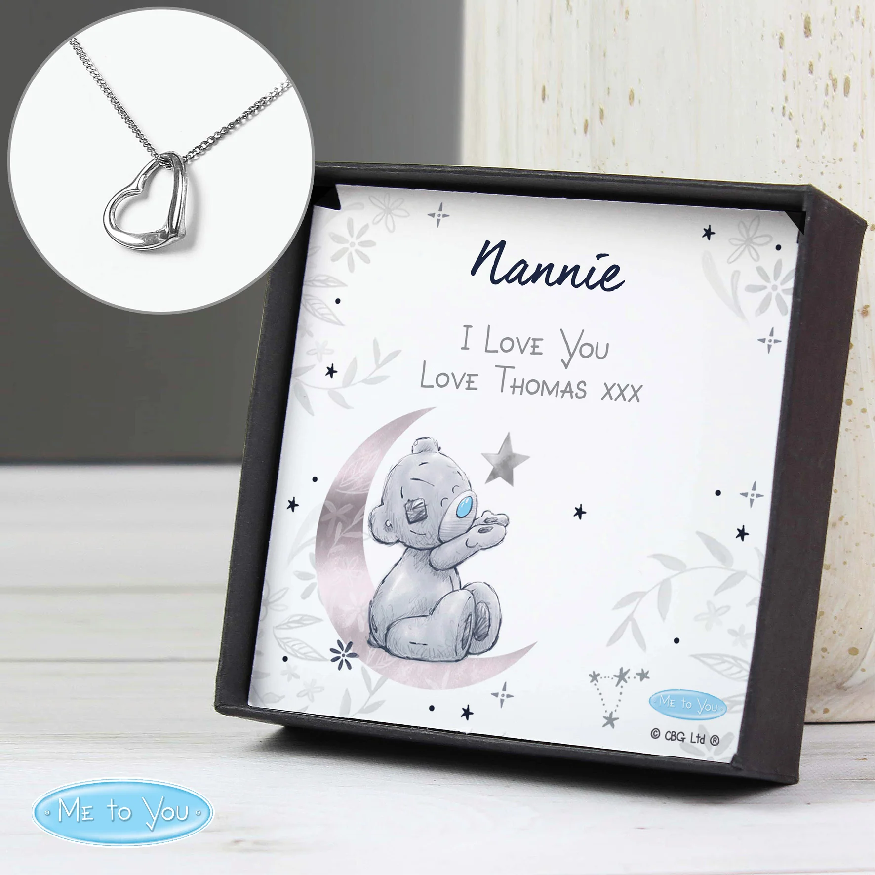 Personalised Moon & Stars Me To You Sentiment Silver Tone Necklace and Box - Image 5