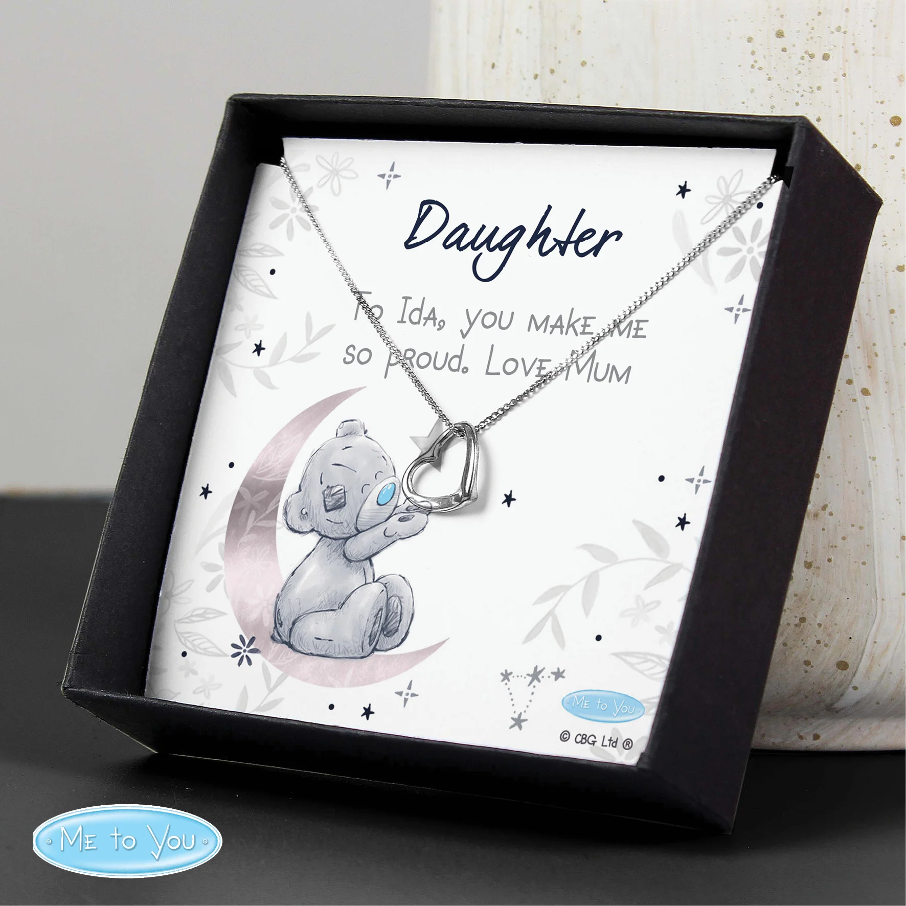 Personalised Moon & Stars Me To You Sentiment Silver Tone Necklace and Box - Image 7
