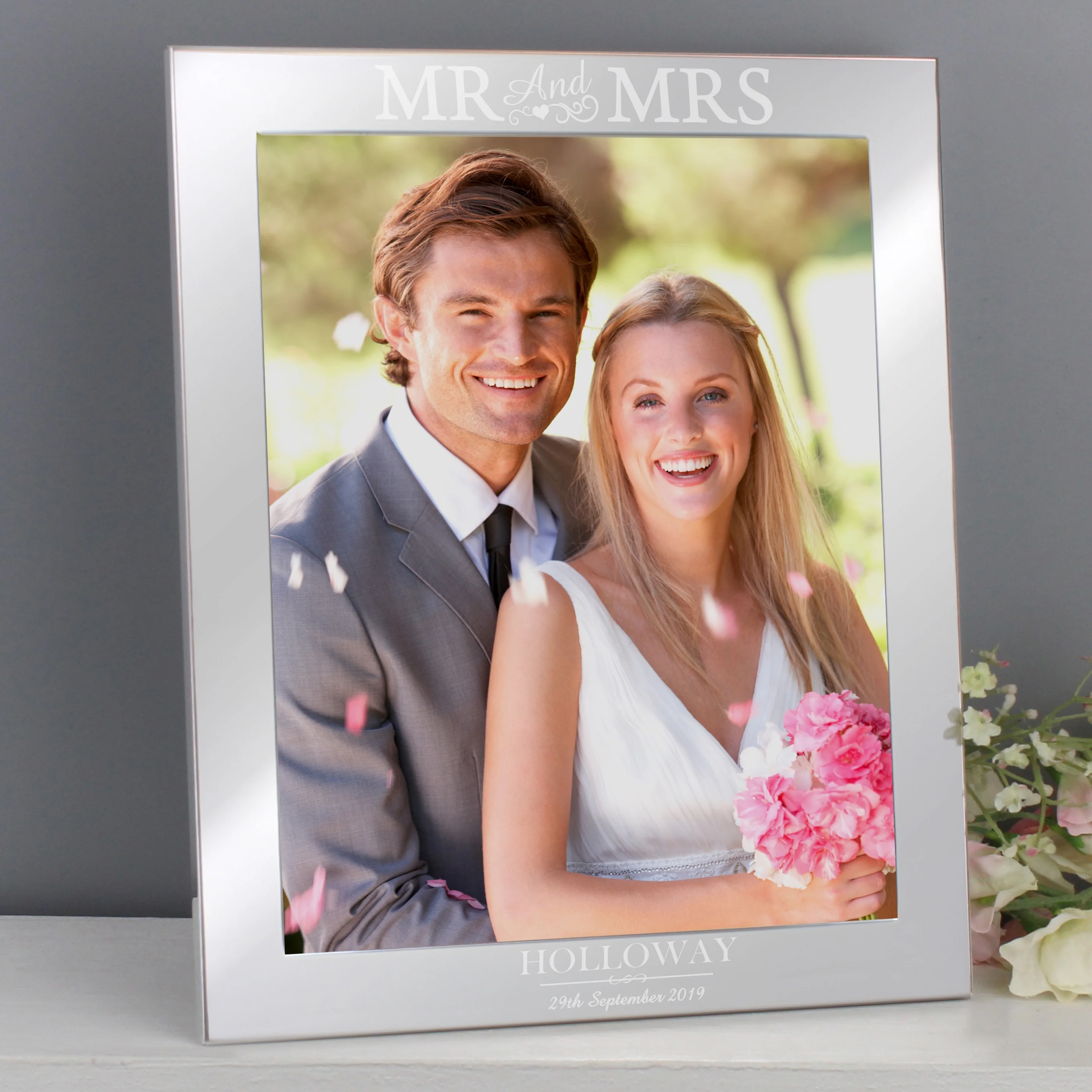 Personalised Mr & Mrs 10x8 Silver Photo Frame - Image 5
