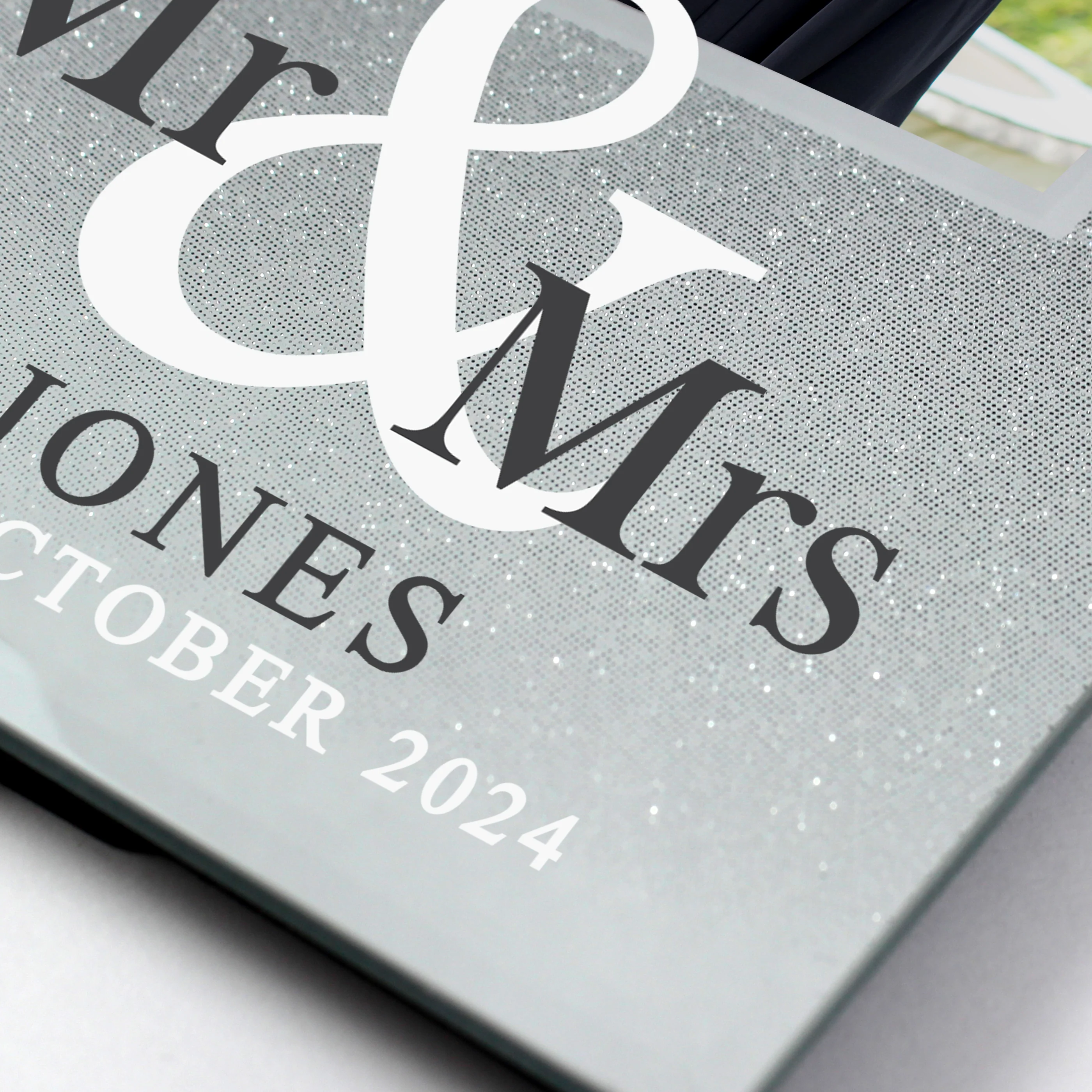 Personalised Mr & Mrs 4x4 Glitter Glass Photo Frame - Image 6