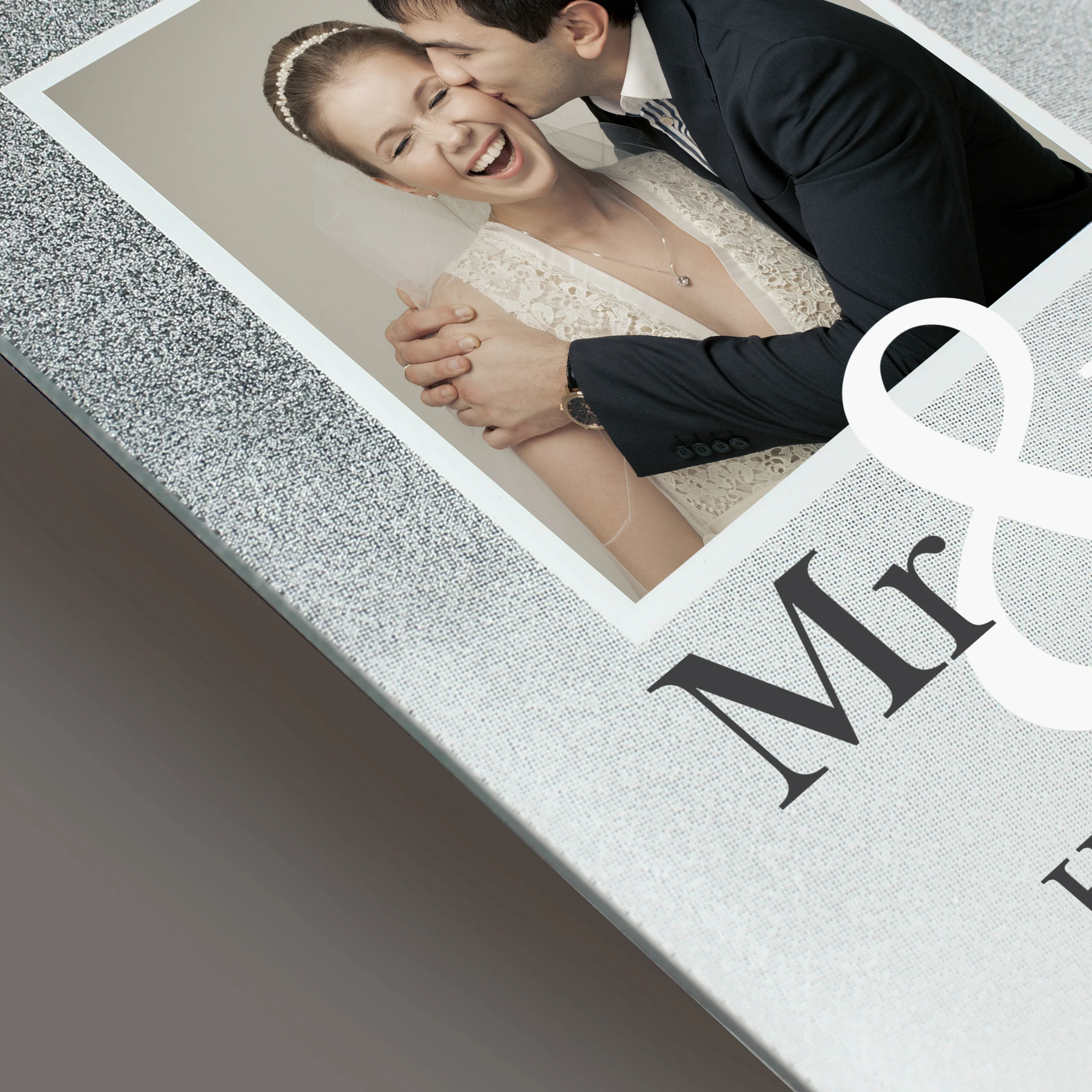 Personalised Mr & Mrs 4x4 Glitter Glass Photo Frame - Image 7