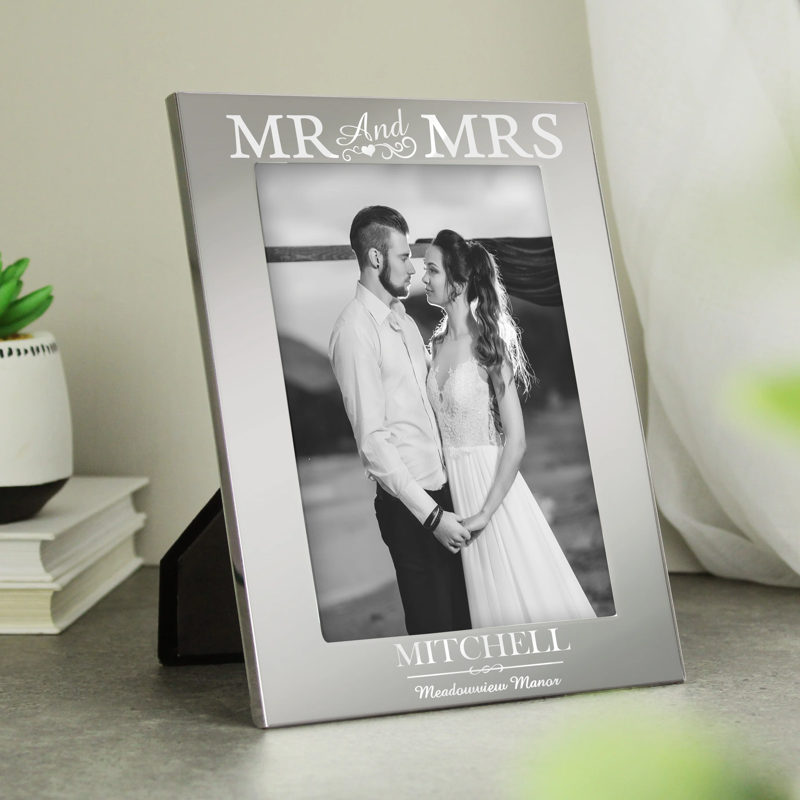 Personalised Mr & Mrs 5x7 Silver Photo Frame - Image 2