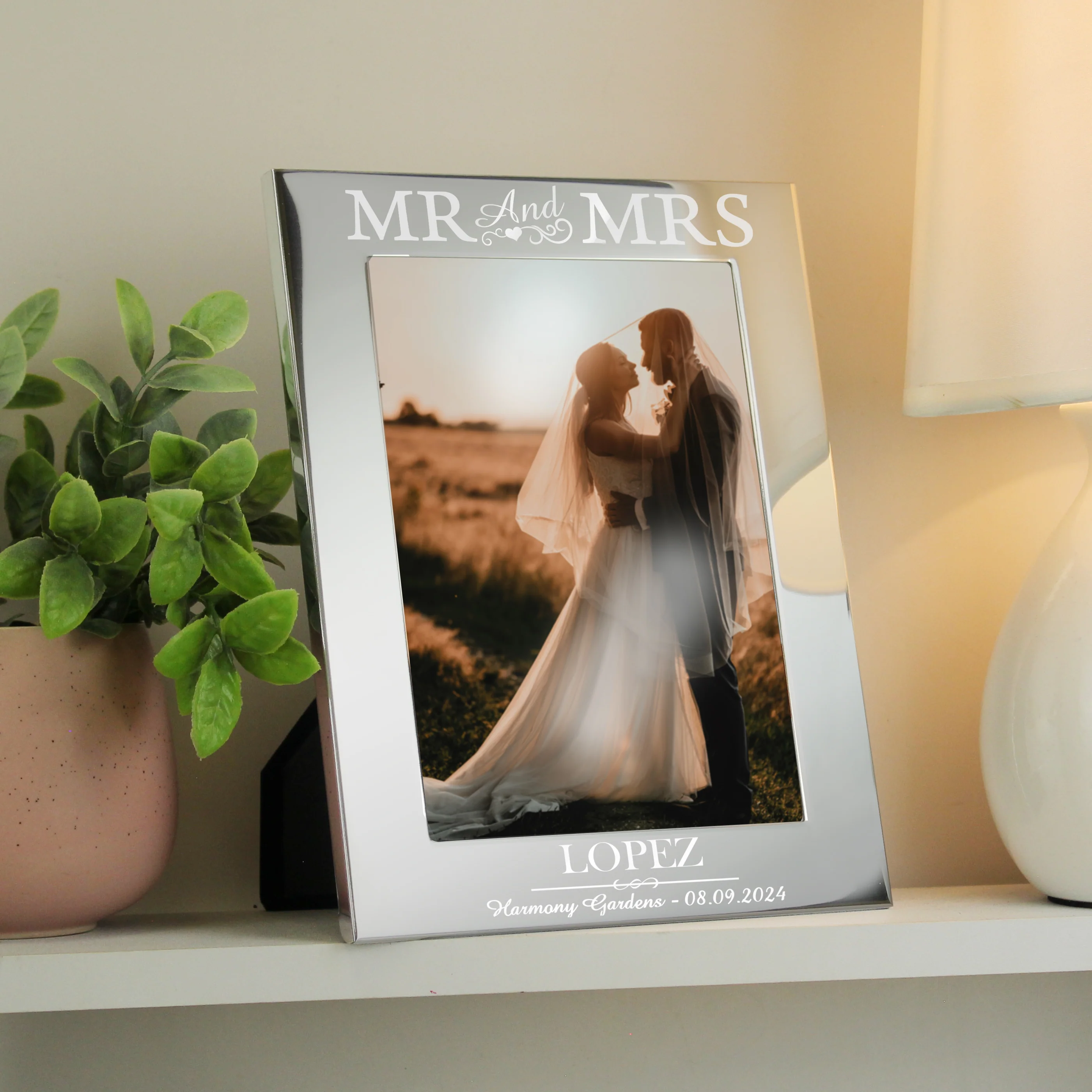 Personalised Mr & Mrs 5x7 Silver Photo Frame - Image 3