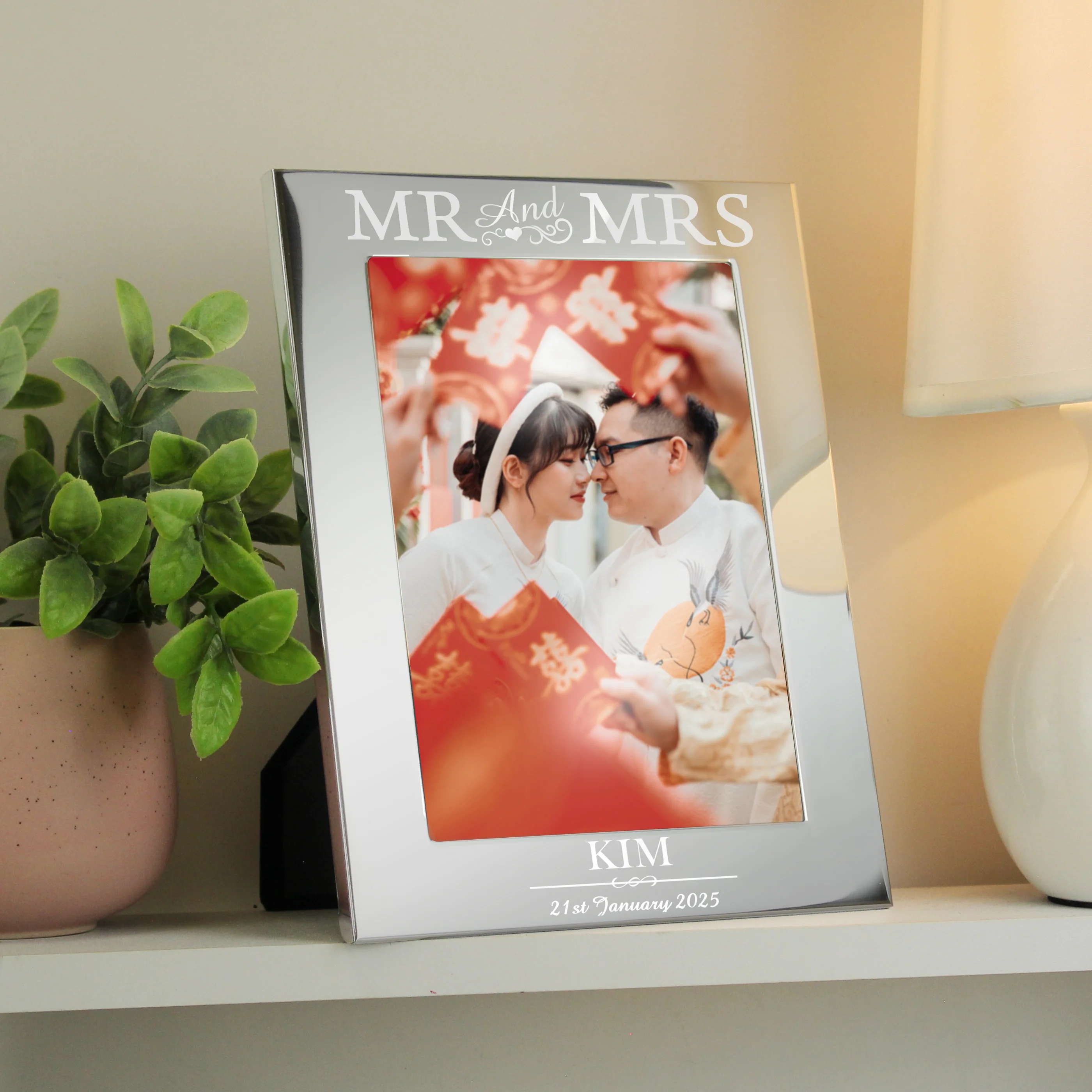 Personalised Mr & Mrs 5x7 Silver Photo Frame - Image 4