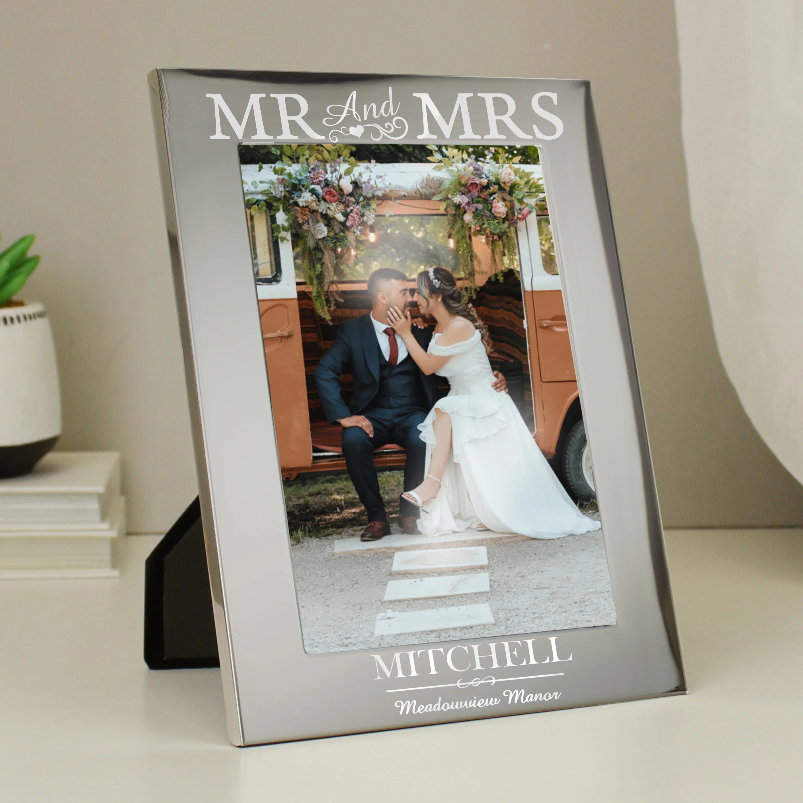 Personalised Mr & Mrs 5x7 Silver Photo Frame - Image 5