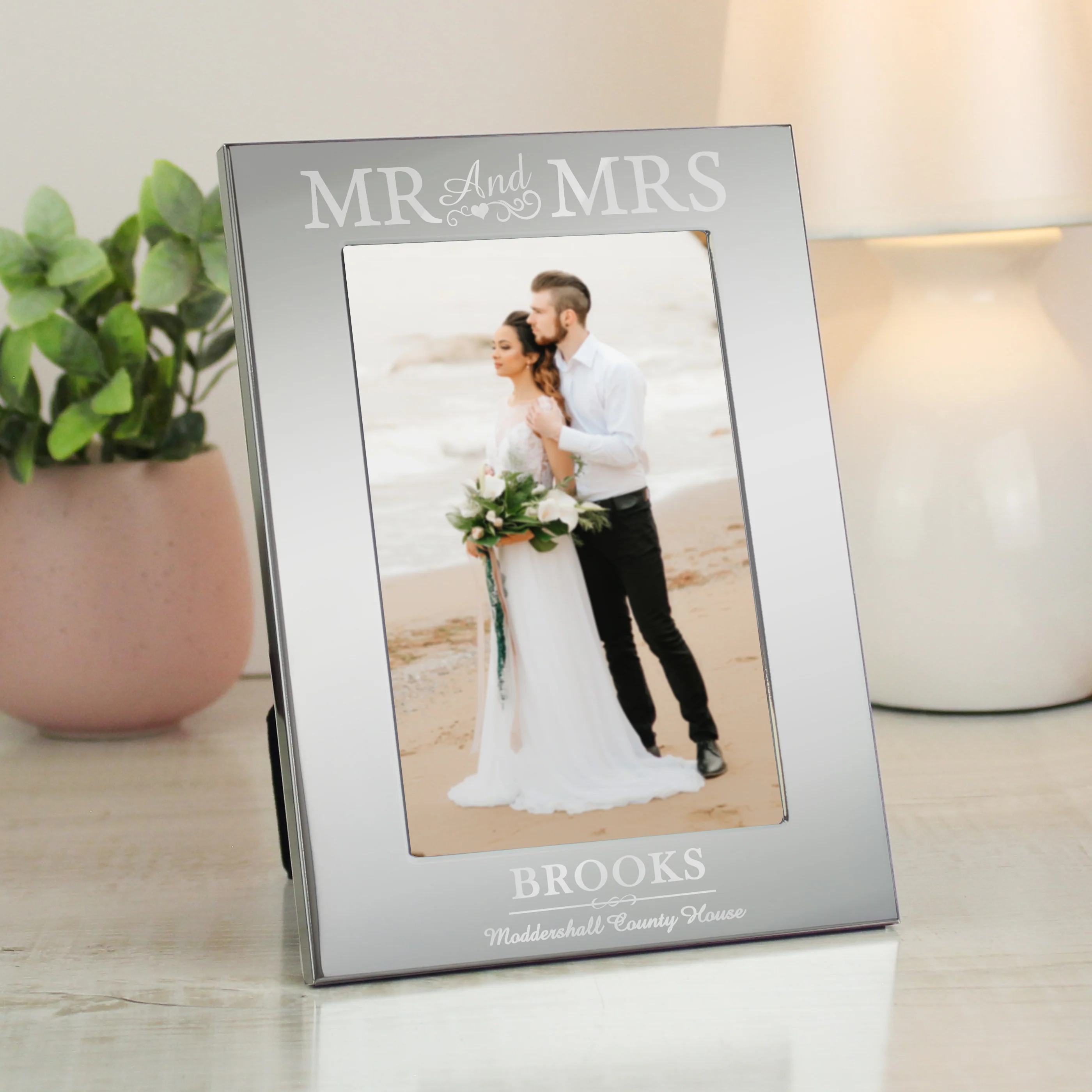 Personalised Mr & Mrs 6x4 Silver Photo Frame - Image 2