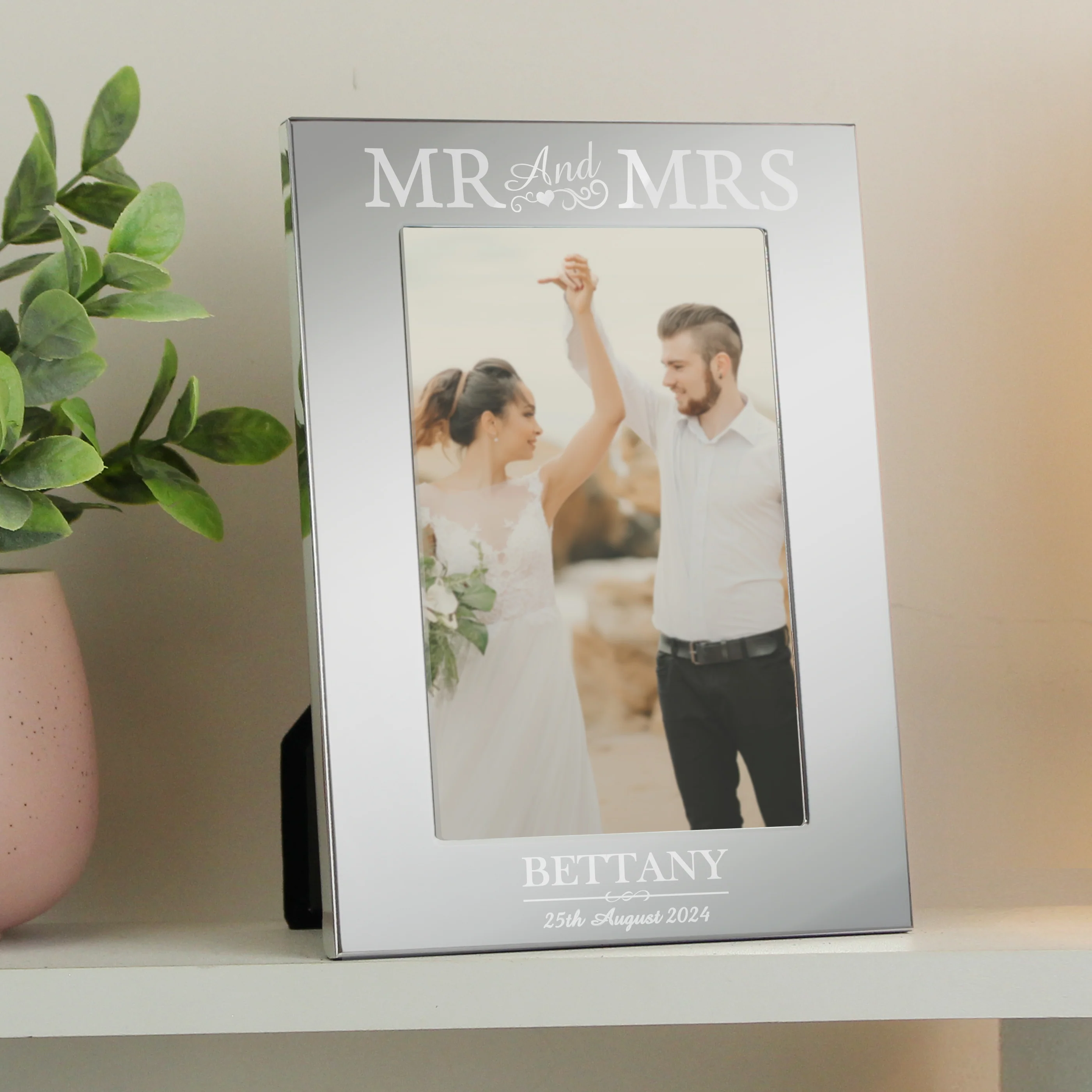 Personalised Mr & Mrs 6x4 Silver Photo Frame - Image 3
