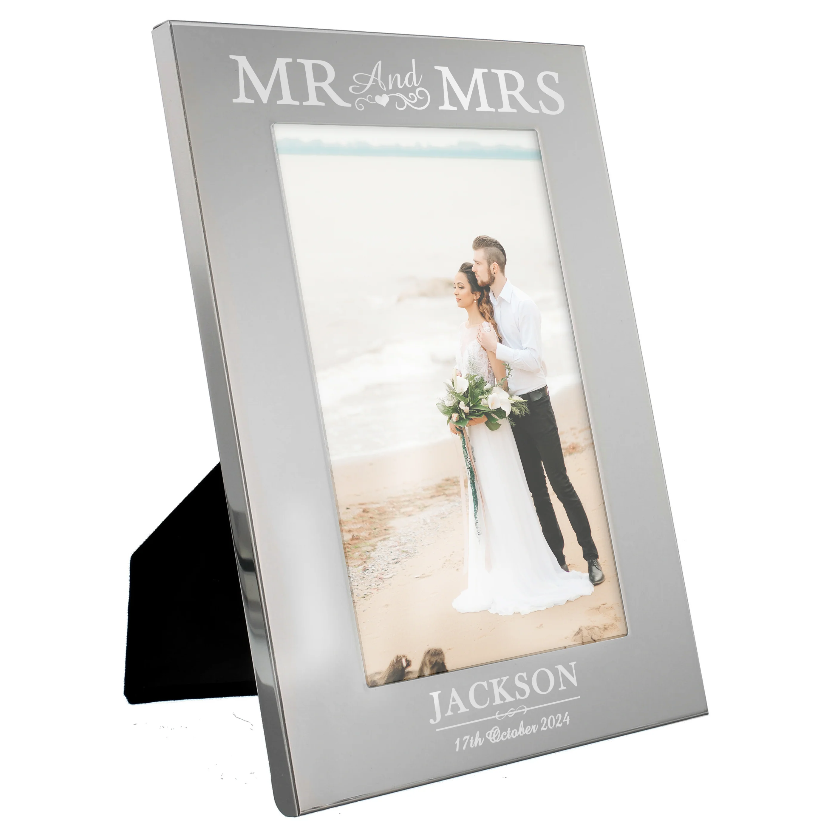 Personalised Mr & Mrs 6x4 Silver Photo Frame - Image 4