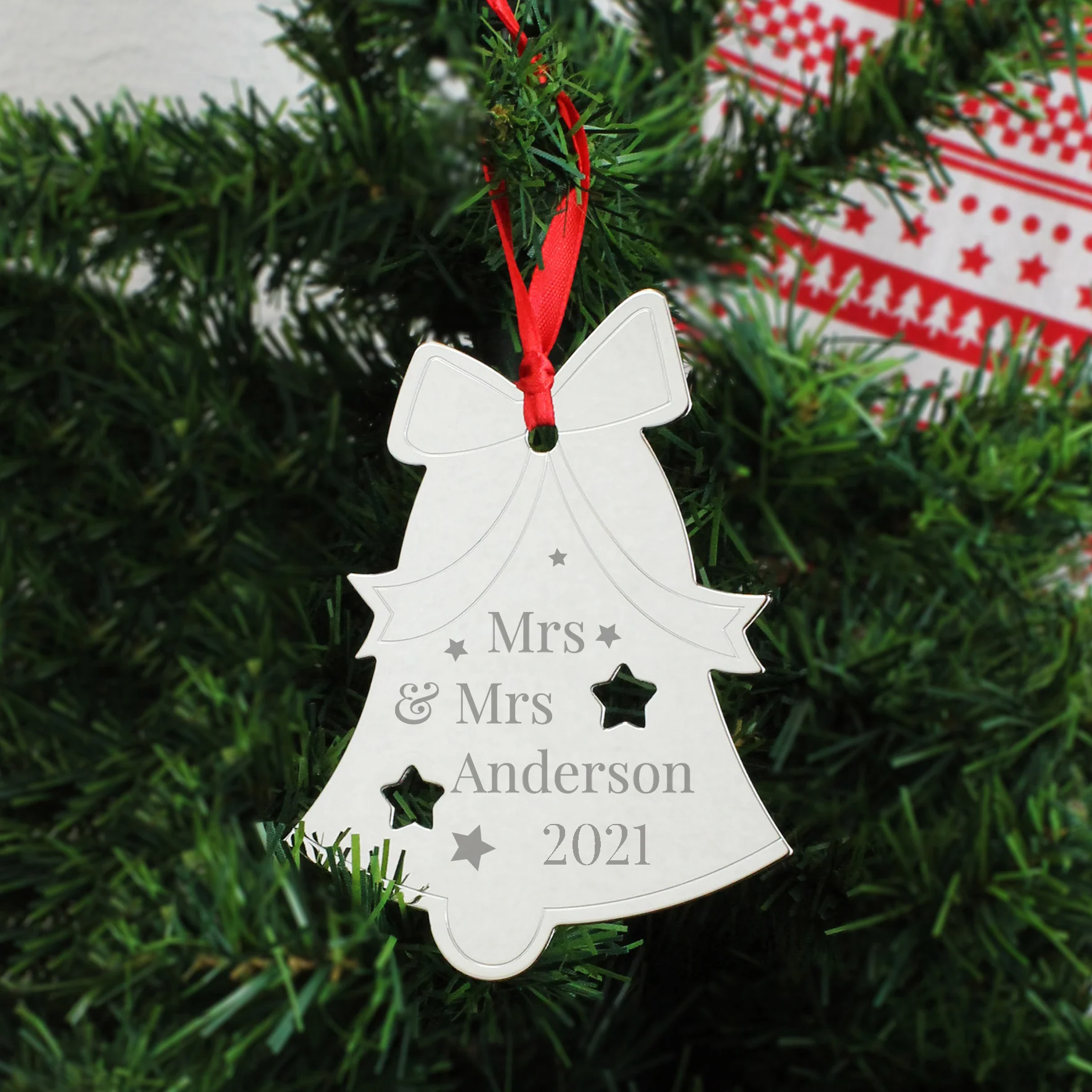 Personalised Mr & Mrs Bell Tree Decoration - Image 4