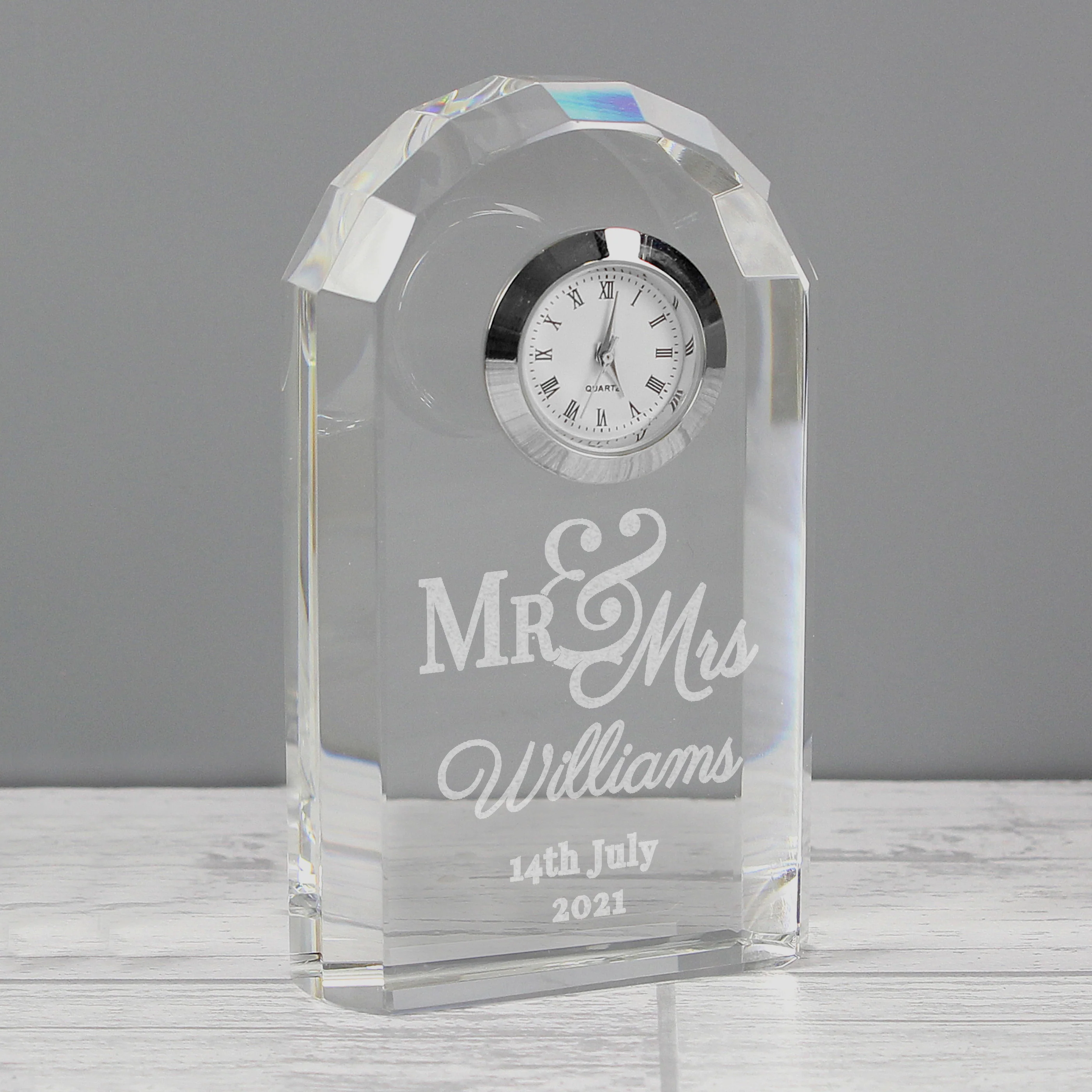 Personalised Mr & Mrs Crystal Clock - Image 2