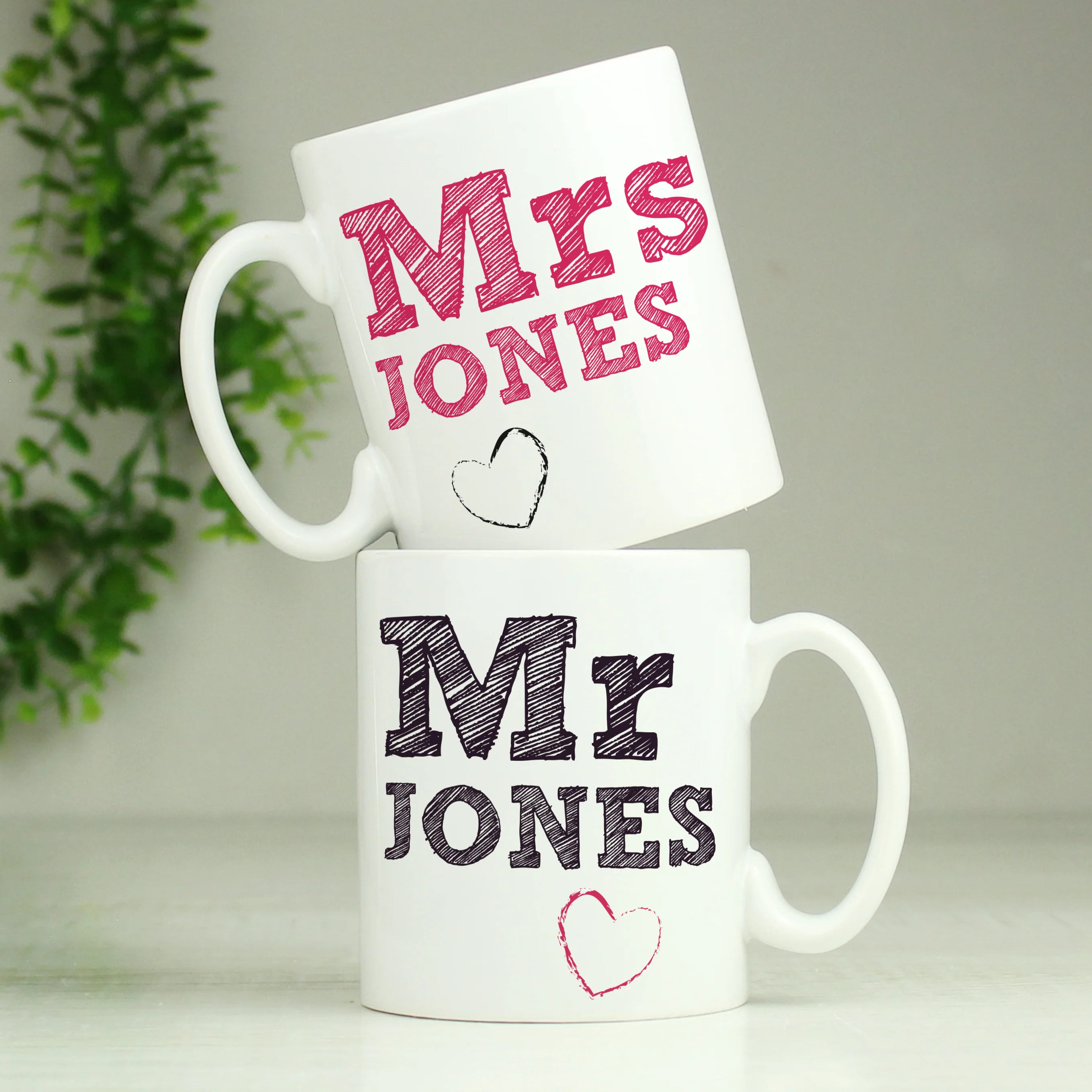 Personalised Mr & Mrs Sketch Mug Set - Image 3