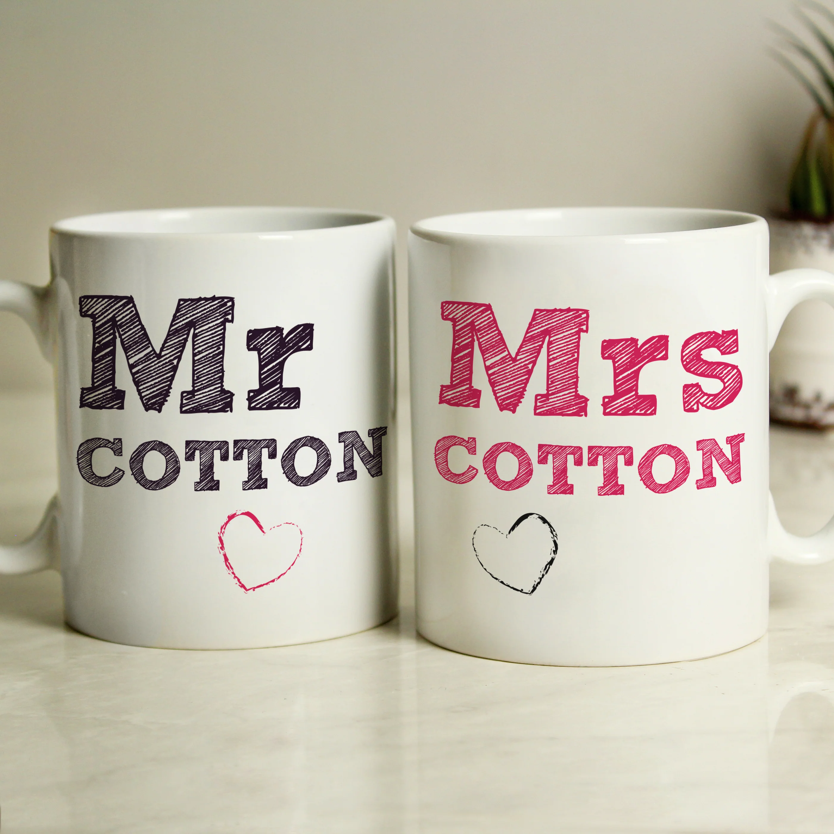 Personalised Mr & Mrs Sketch Mug Set - Image 4