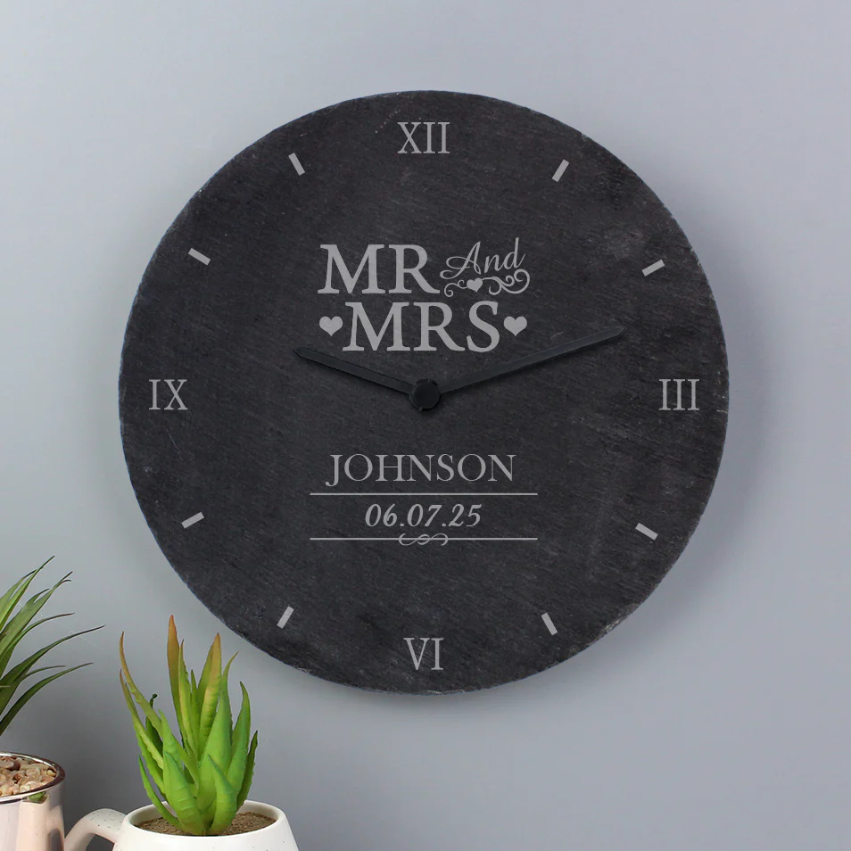 Personalised Mr & Mrs Slate Clock - Image 2