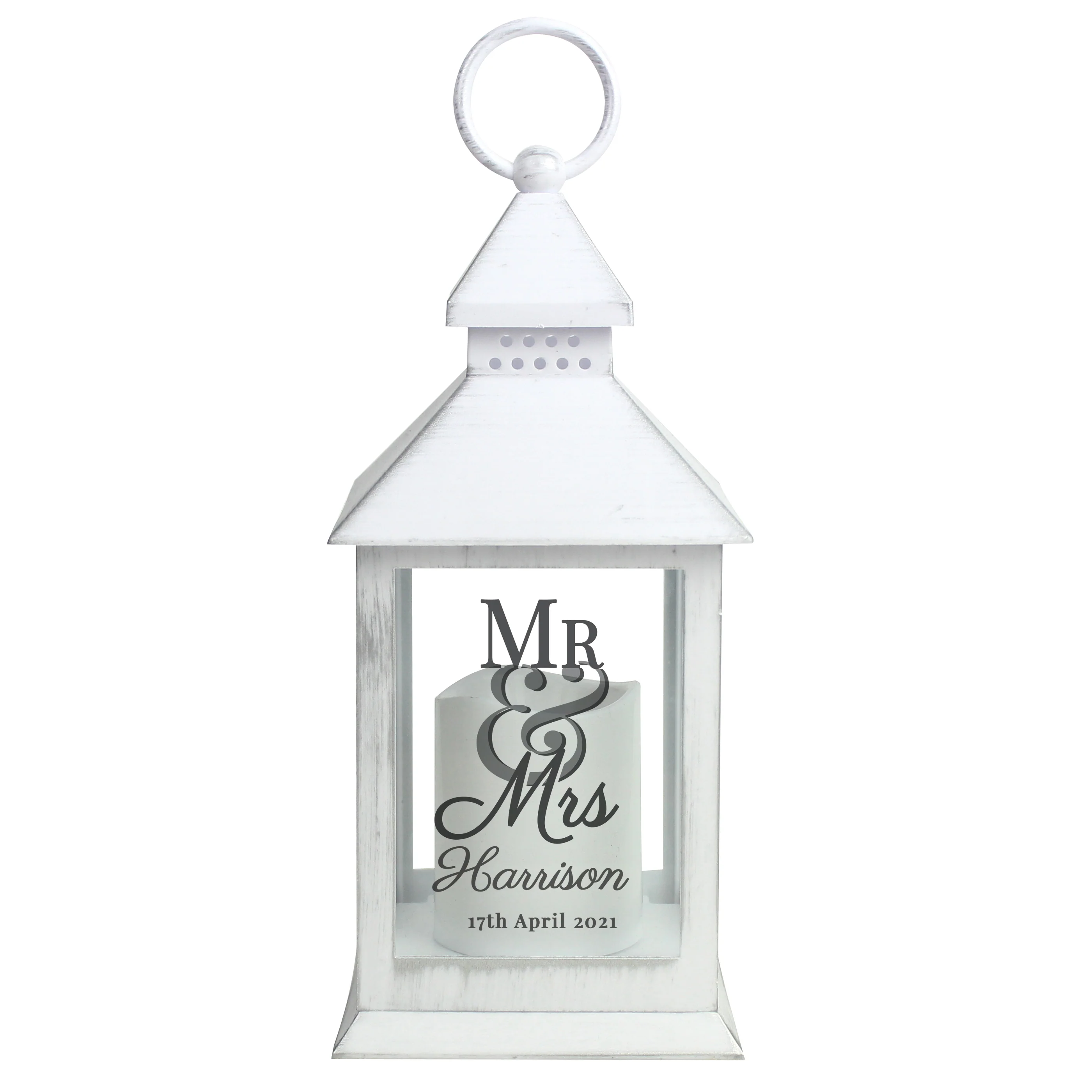 Personalised Mr & Mrs Wedding White Lantern - Image 5