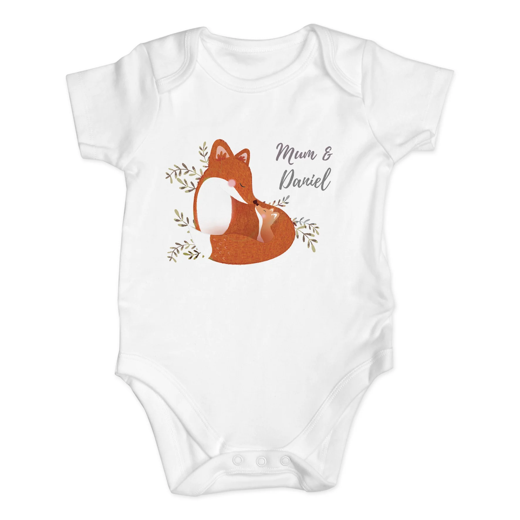 Personalised Mummy and Me Fox 0-3 Months Baby Vest - Image 2