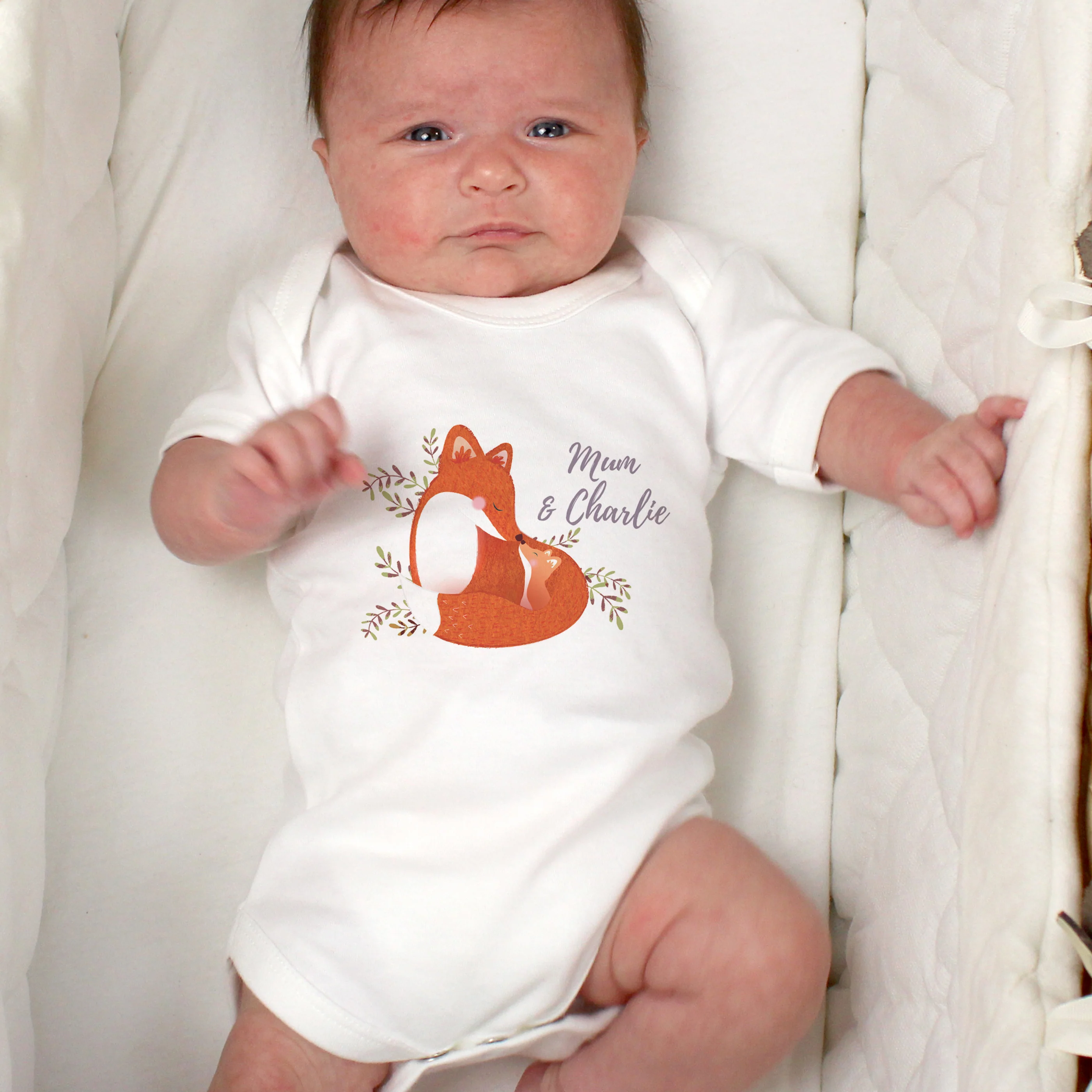 Personalised Mummy and Me Fox 0-3 Months Baby Vest - Image 3