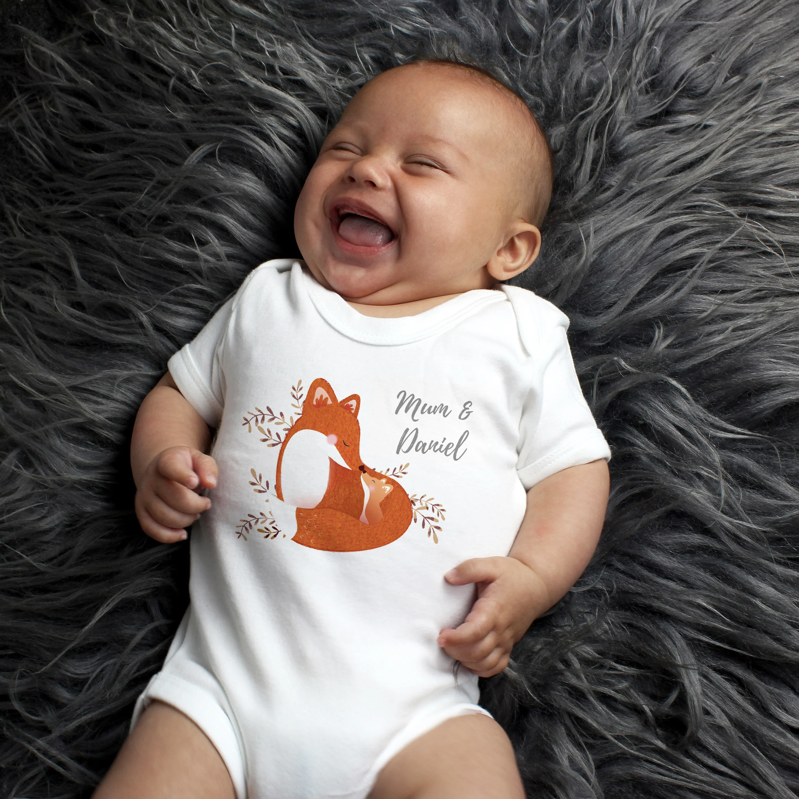 Personalised Mummy and Me Fox 0-3 Months Baby Vest - Image 4