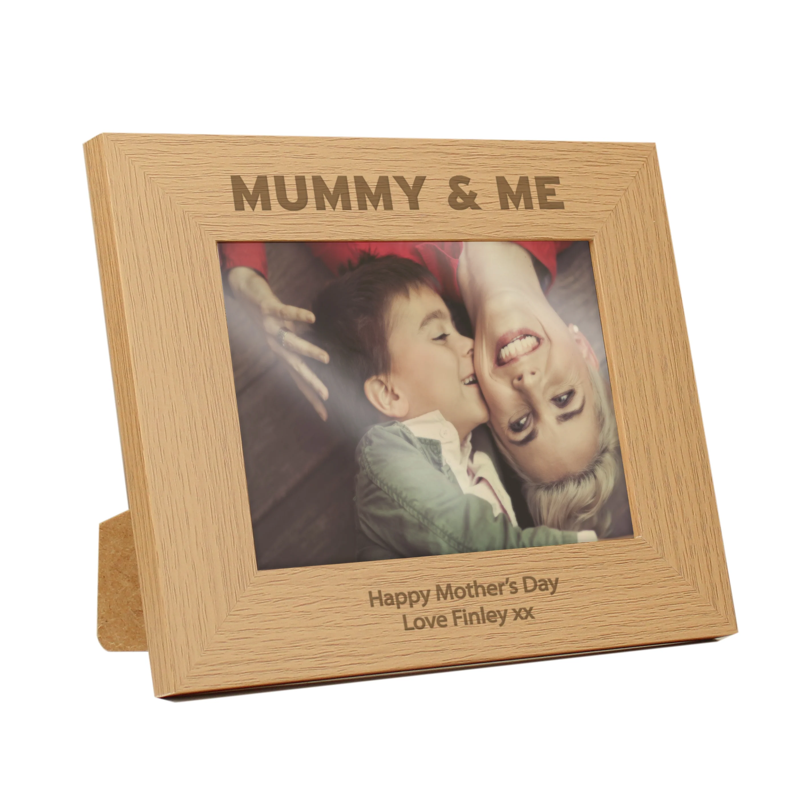 Personalised Mummy & Me 5x7 Landscape Oak Finish Photo Frame - Image 4