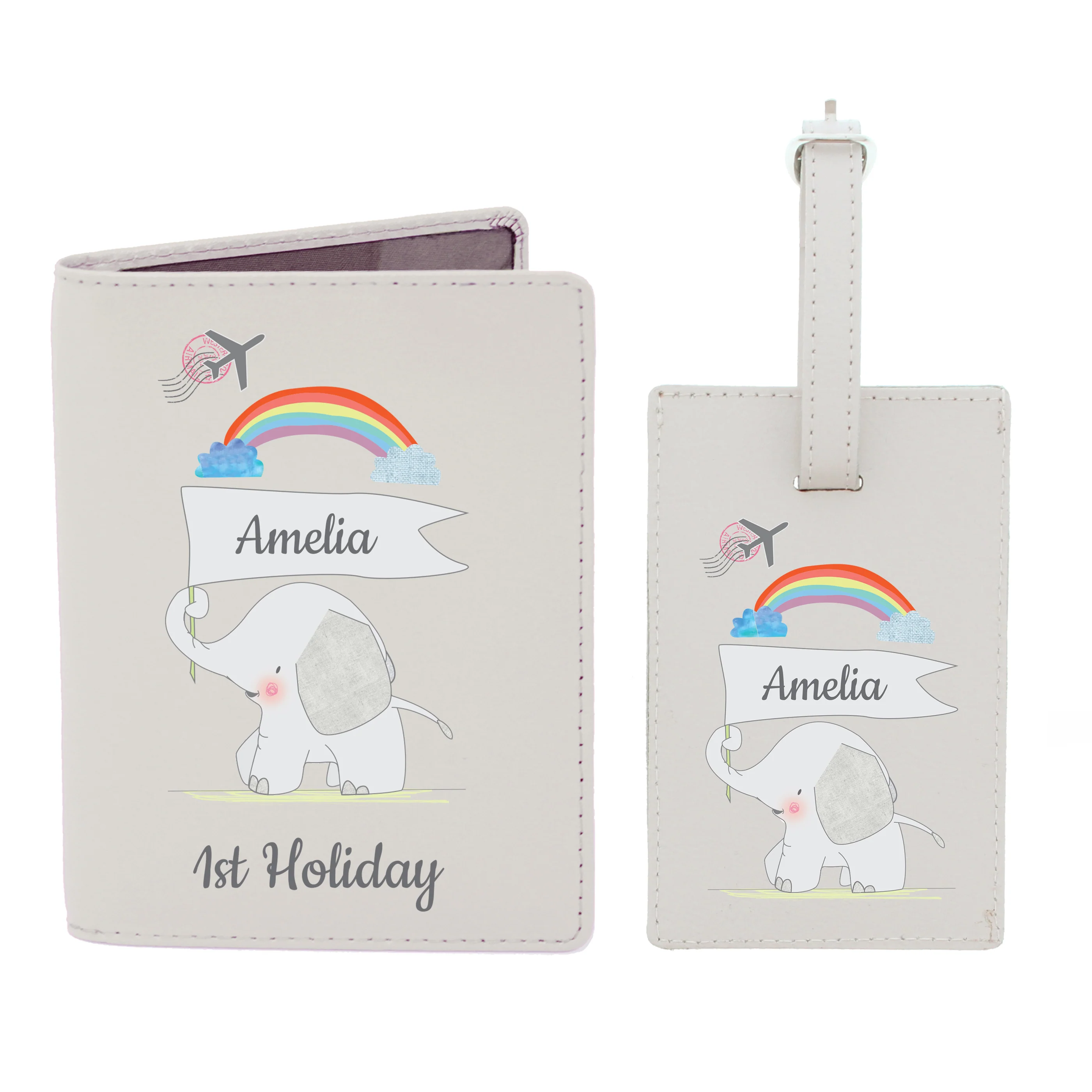 Personalised My 1st Cream Passport Holder & Luggage Tag Set - Image 2