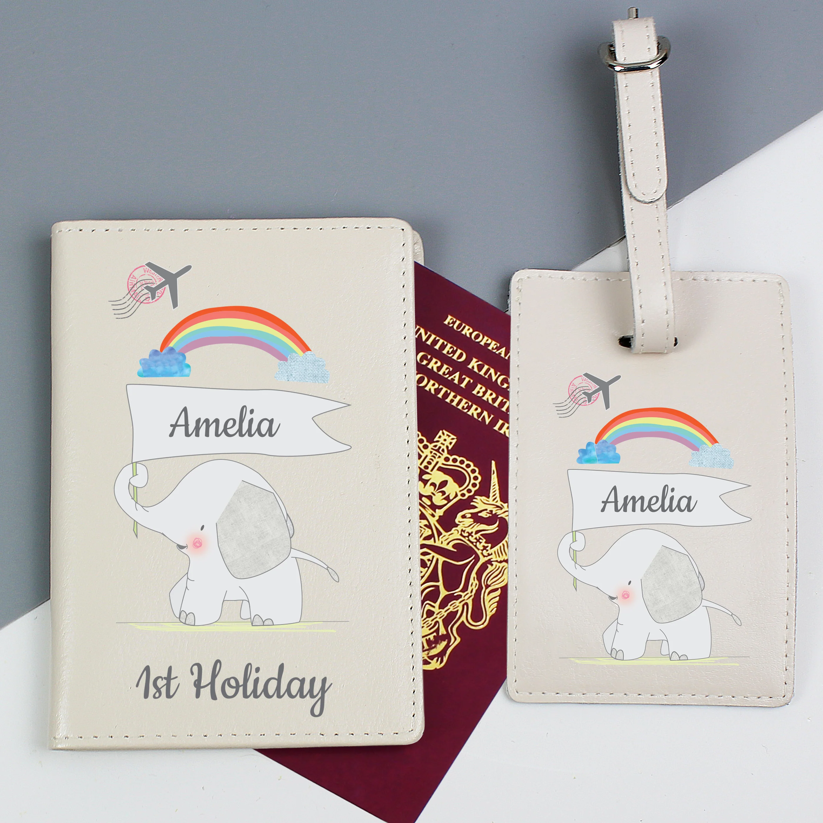 Personalised My 1st Cream Passport Holder & Luggage Tag Set - Image 3