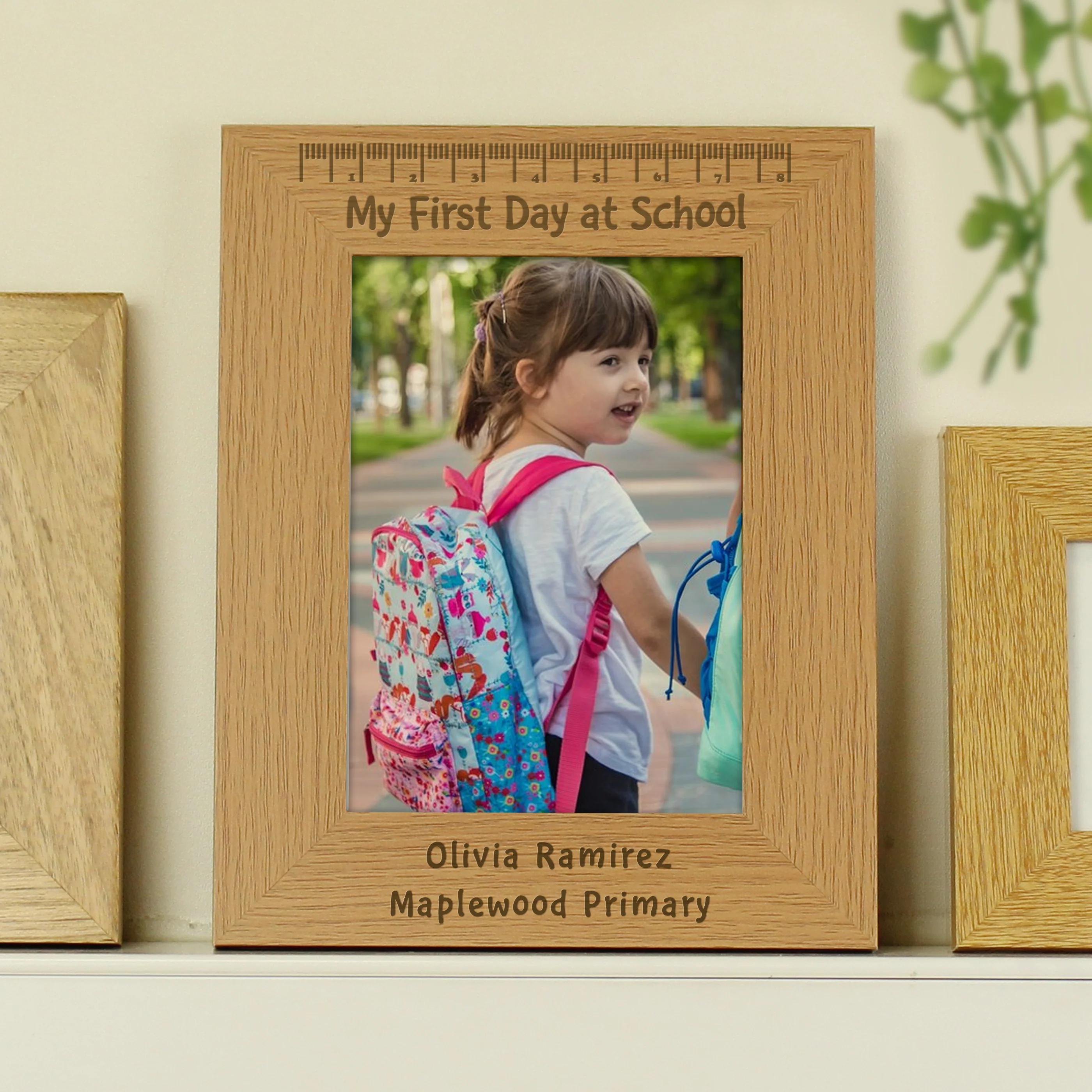 Personalised My First Day at School 5x7 Oak Finish Photo Frame - Image 2