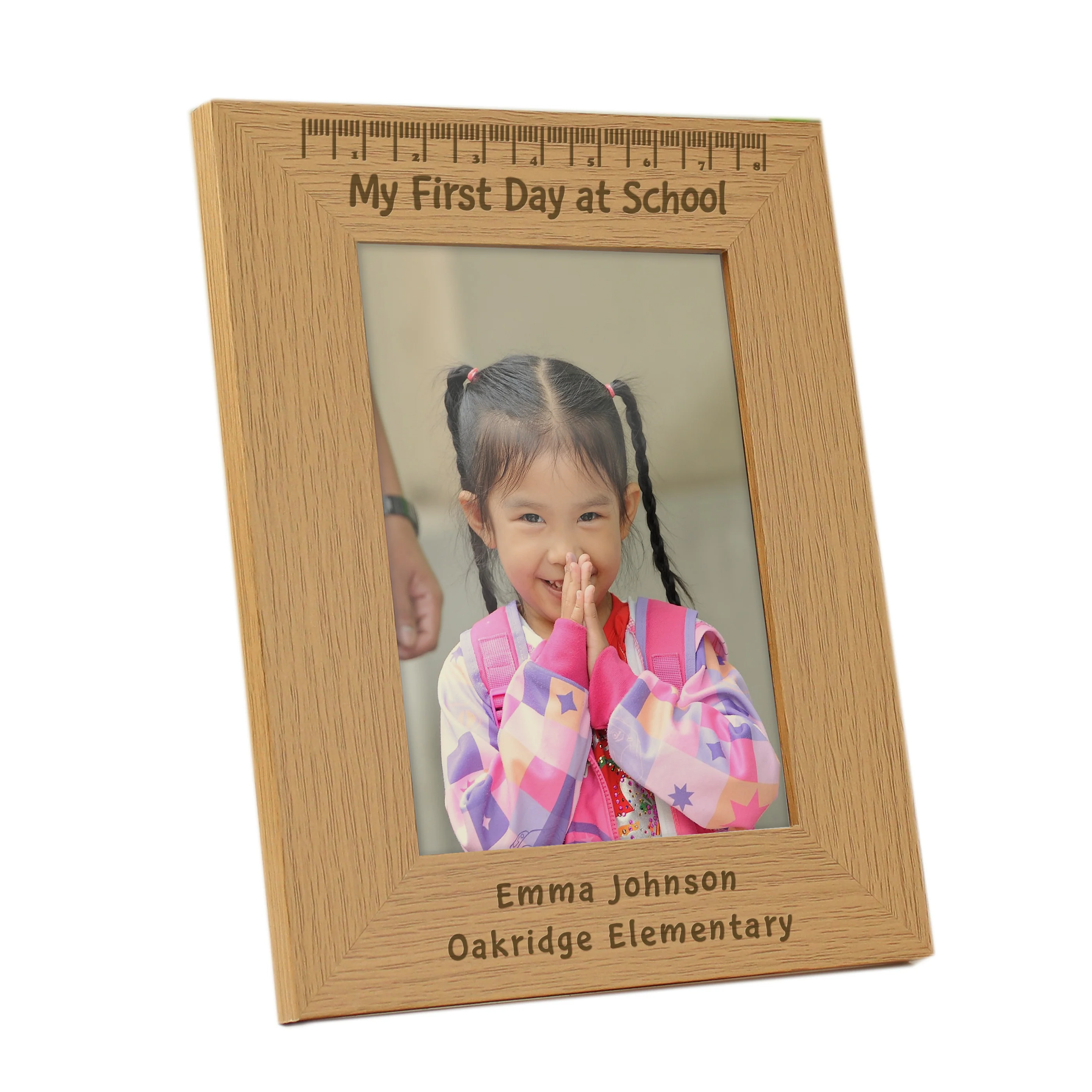 Personalised My First Day at School 5x7 Oak Finish Photo Frame - Image 4