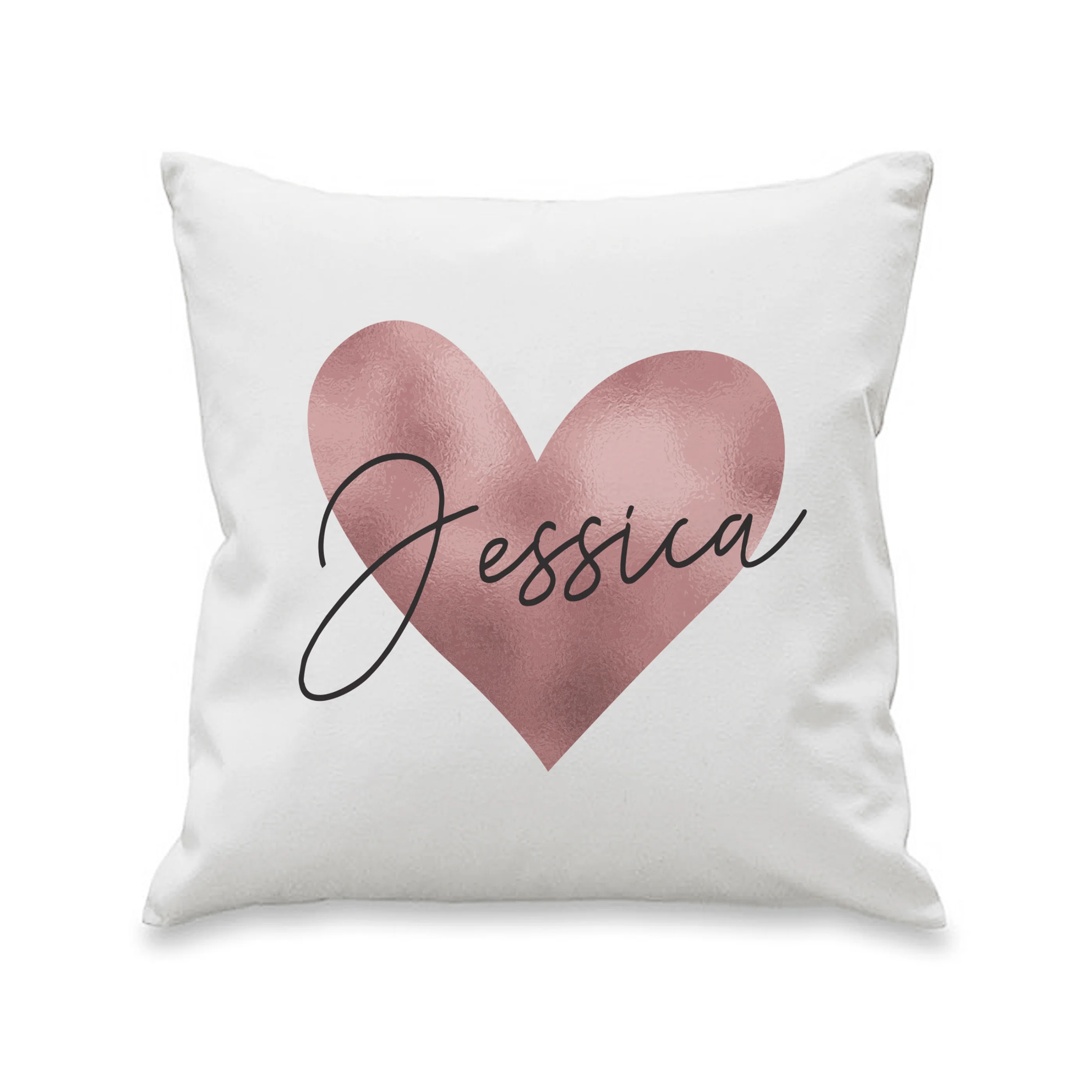 Personalised Name Only Rose Gold Heart Cushion - Image 5