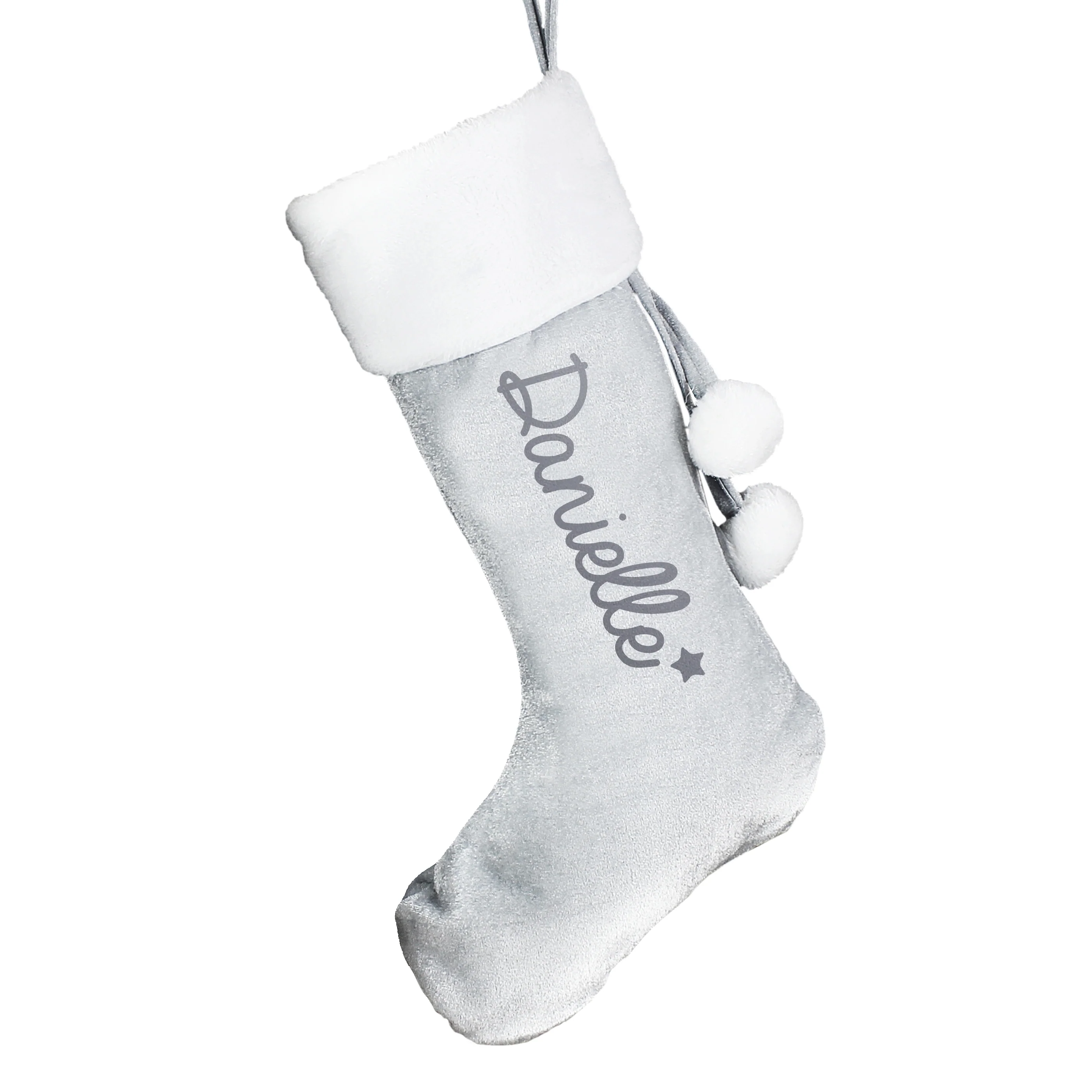 Personalised Name Only Silver Grey Stocking - Image 4
