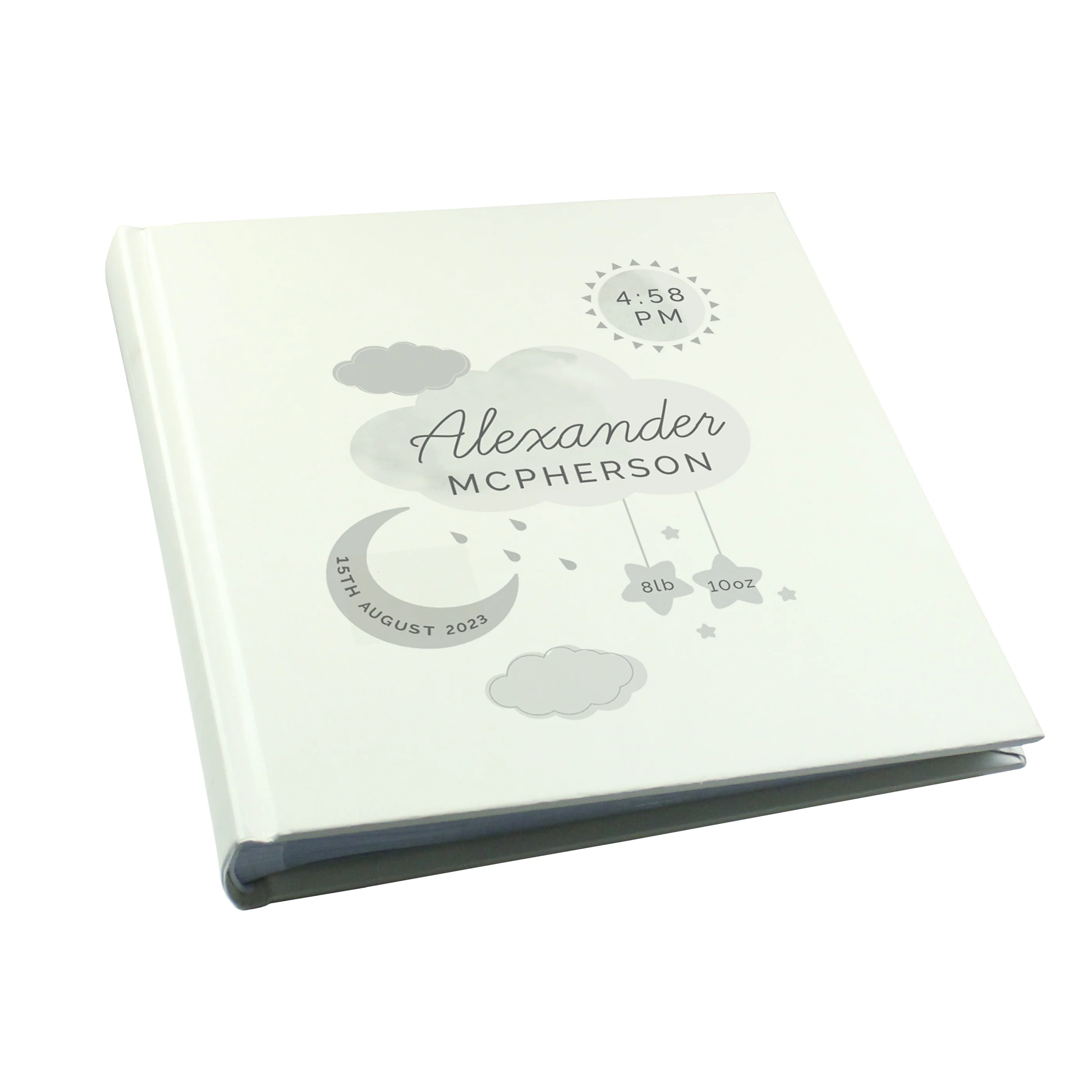 Personalised New Baby Moon & Stars Square Photo Album - Image 5