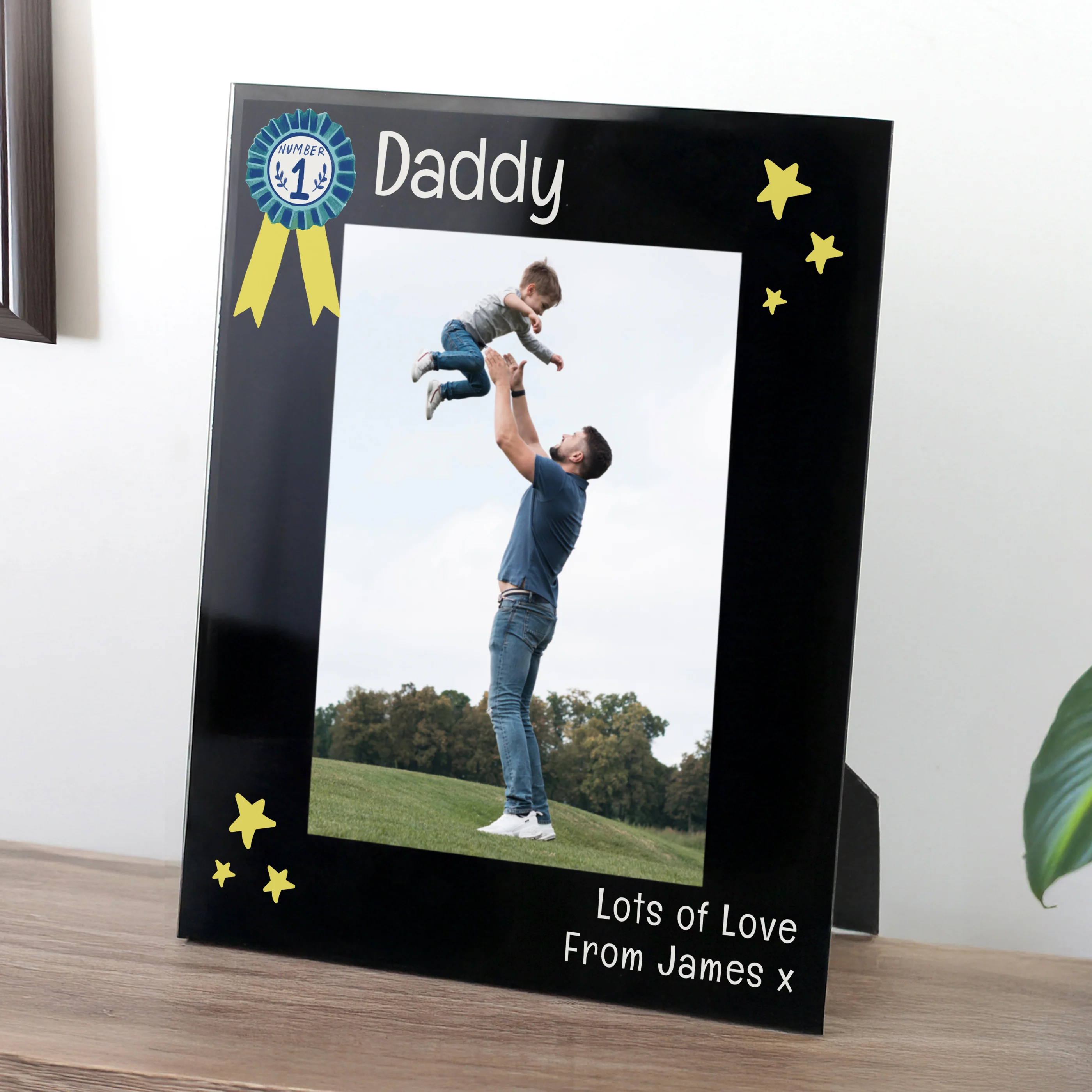 Personalised No.1 Black Glass 5x7 Frame