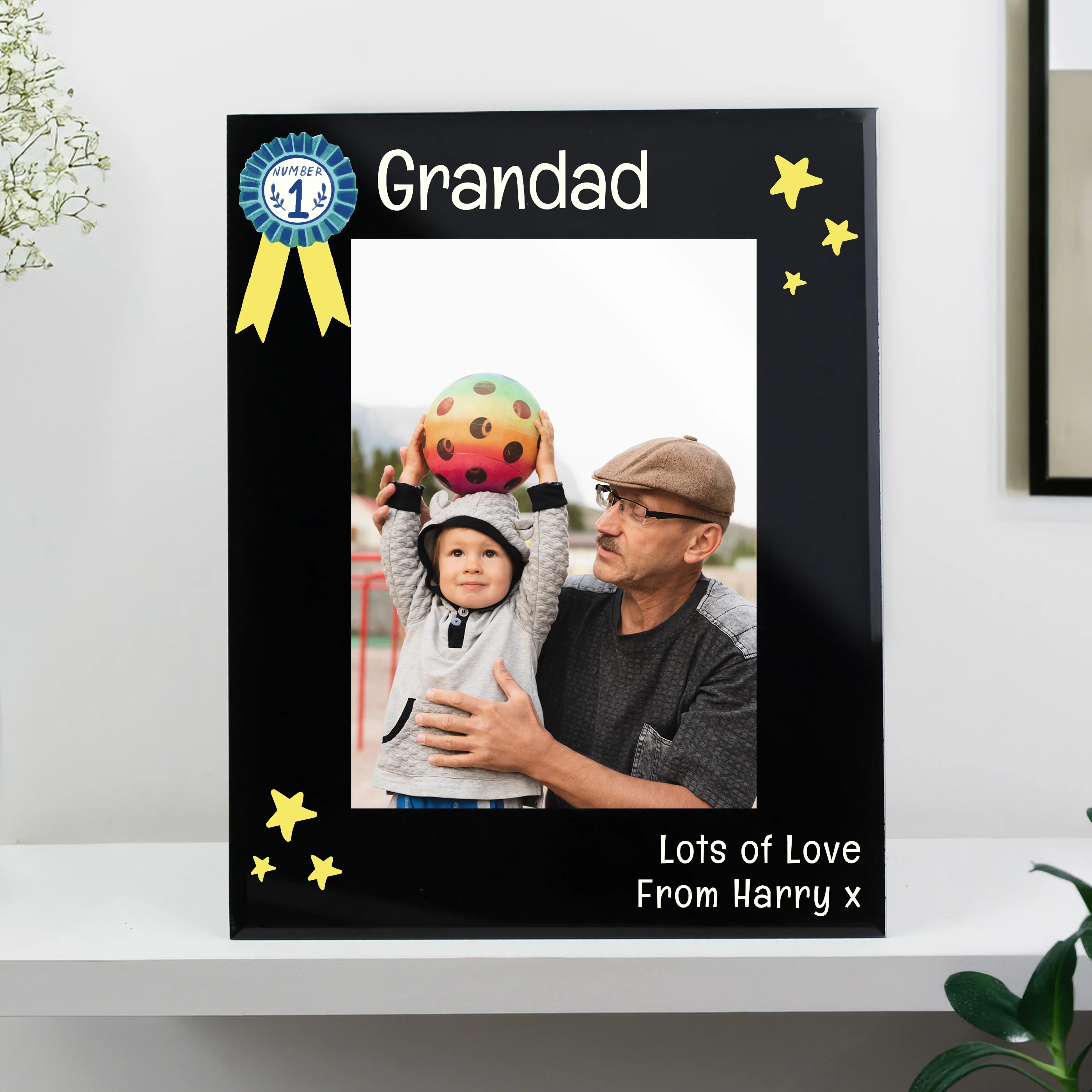 Personalised No.1 Black Glass 5x7 Frame - Image 2
