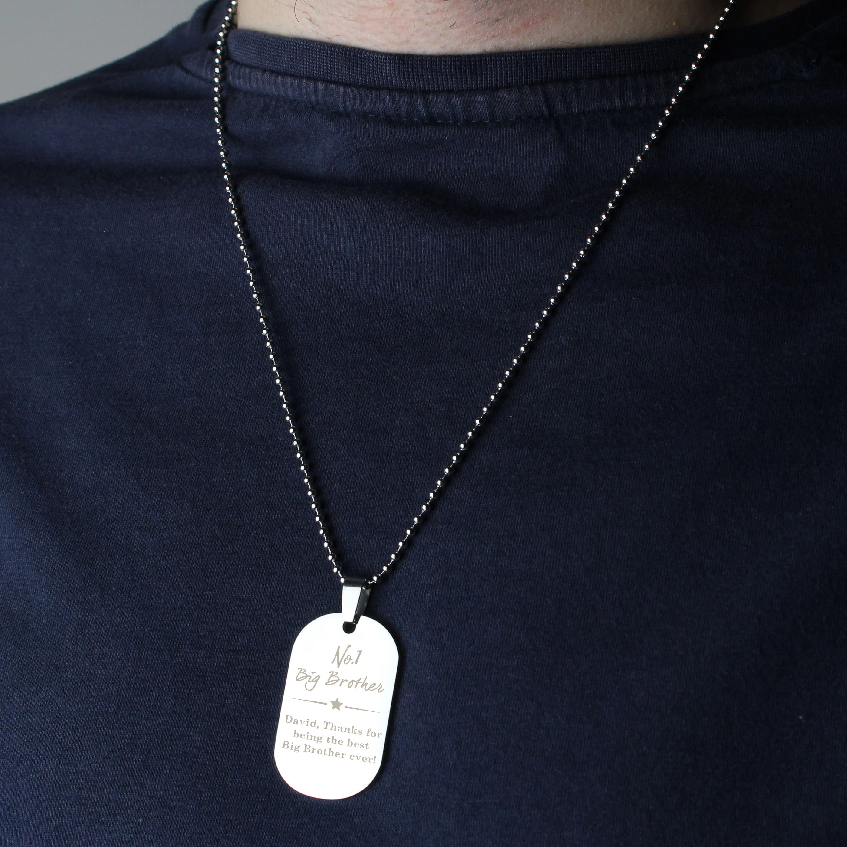 Personalised No.1 Stainless Steel Dog Tag Necklace - Image 4