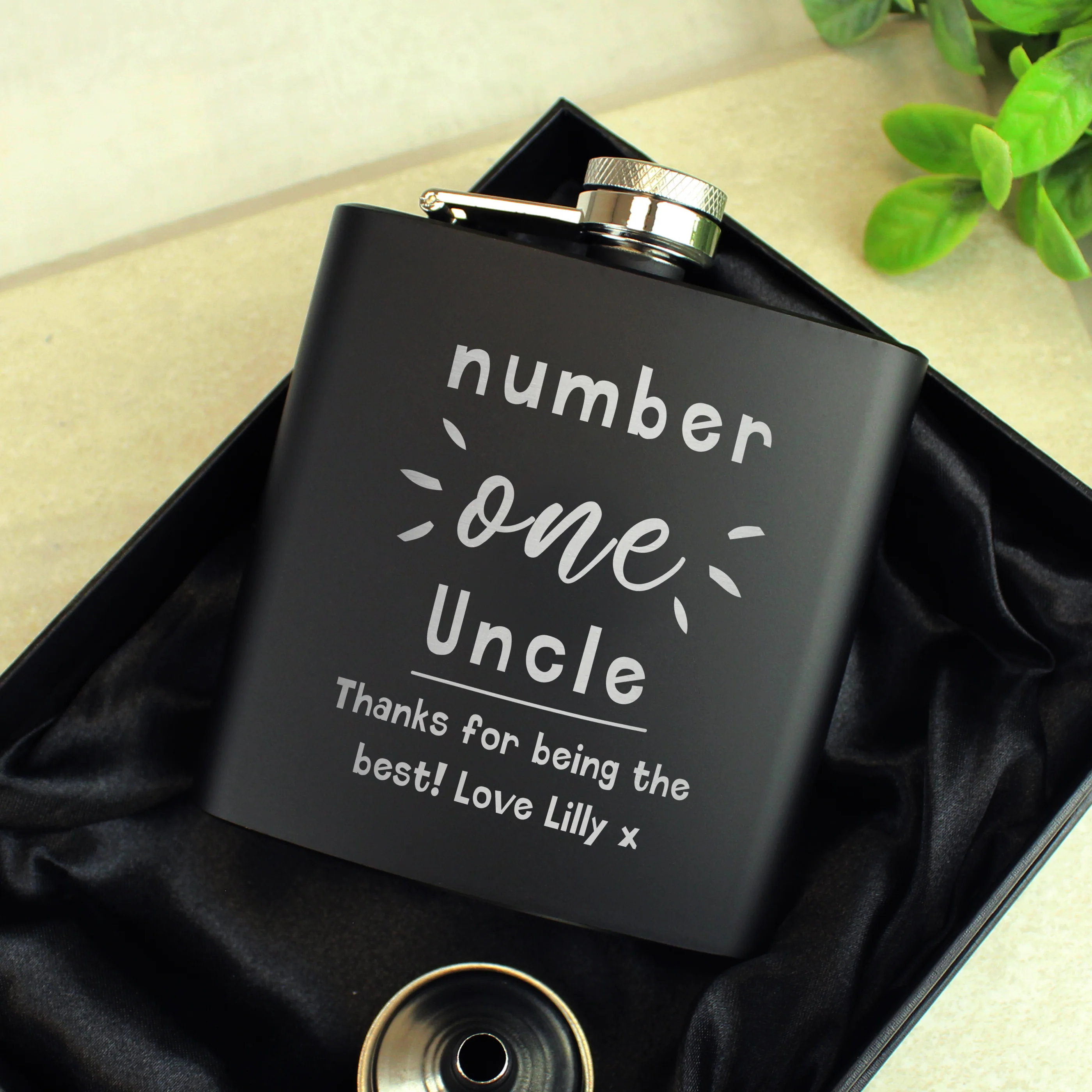 Personalised Number One Black Hip Flask - Image 3