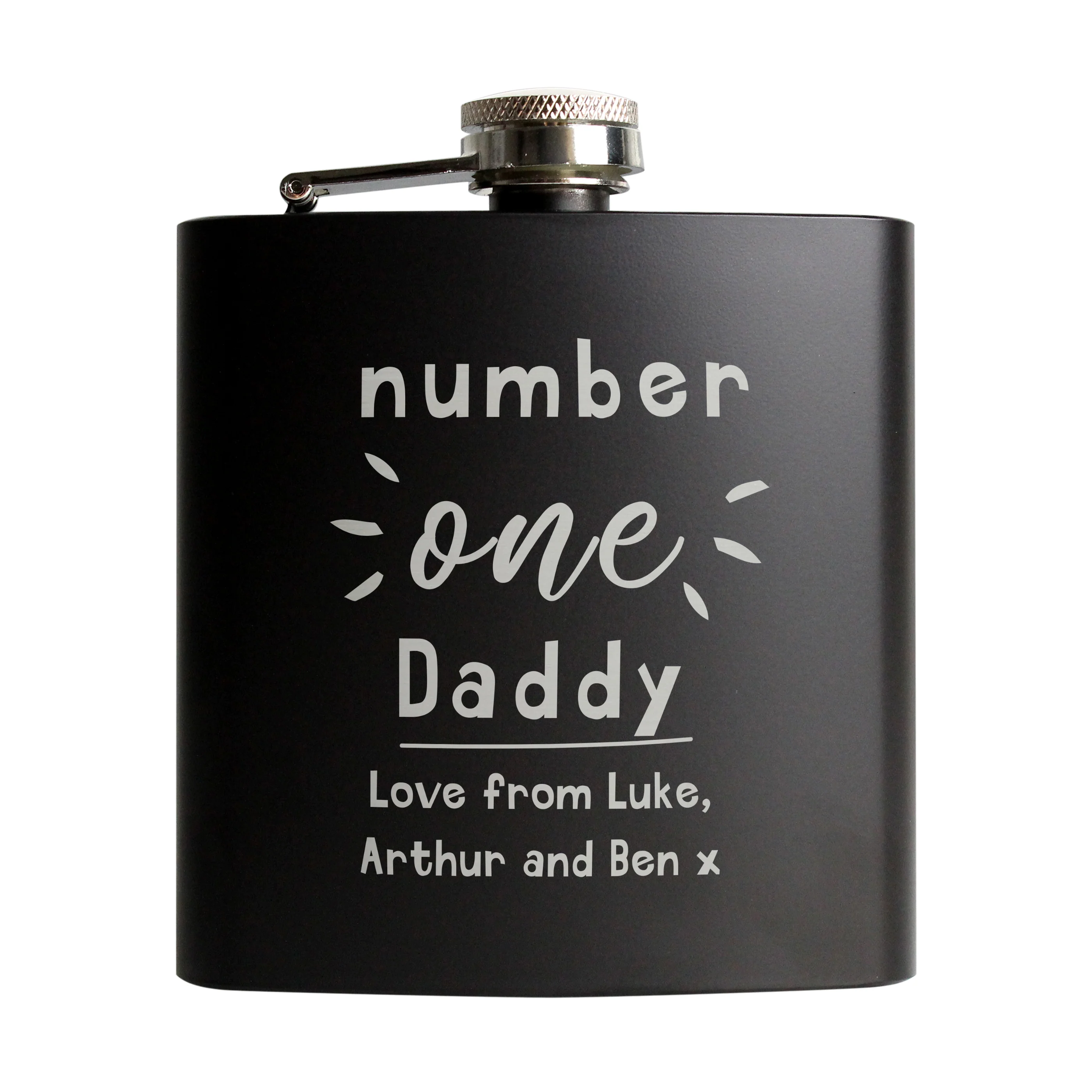 Personalised Number One Black Hip Flask - Image 5