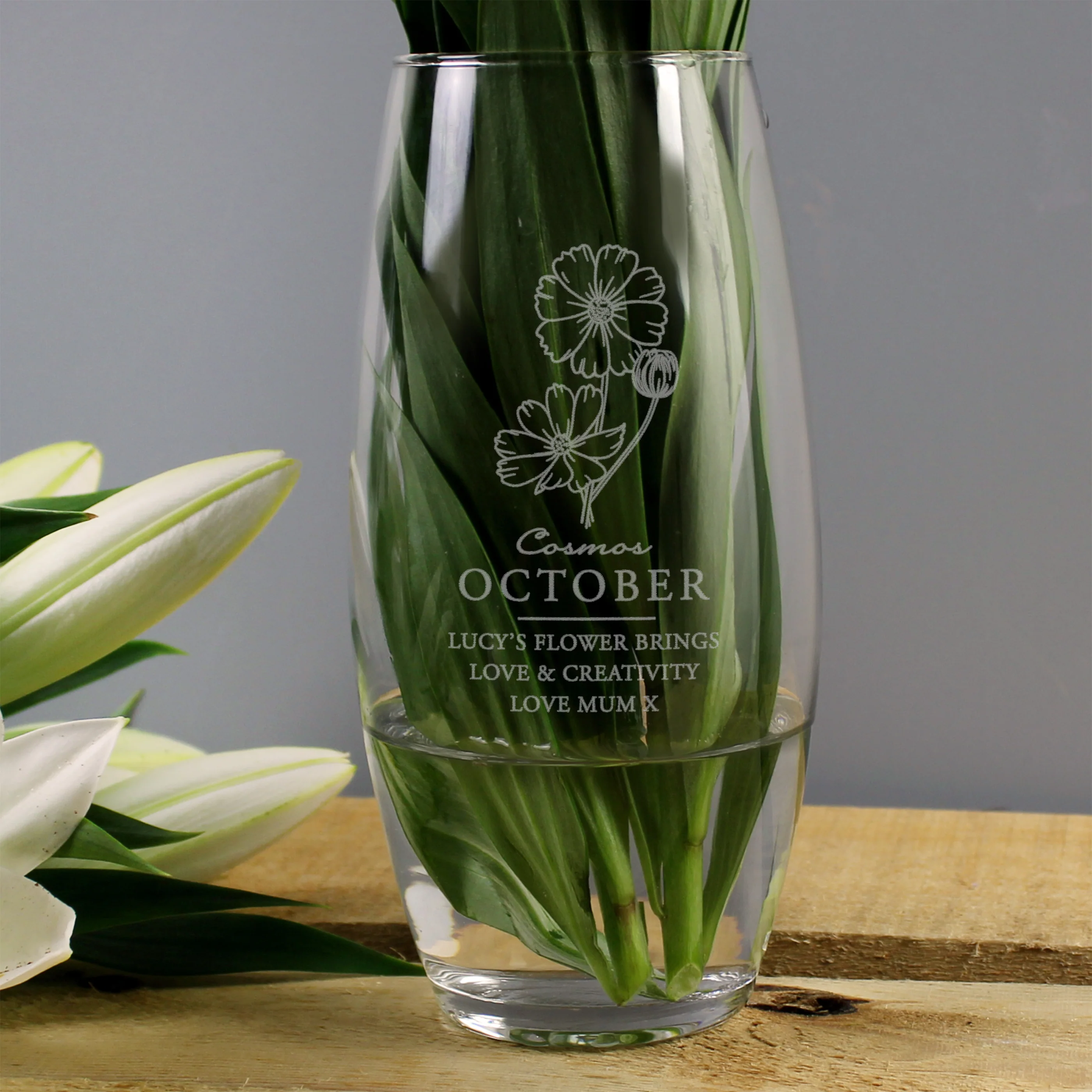 Personalised October Birth Flower Bullet Vase - Image 2