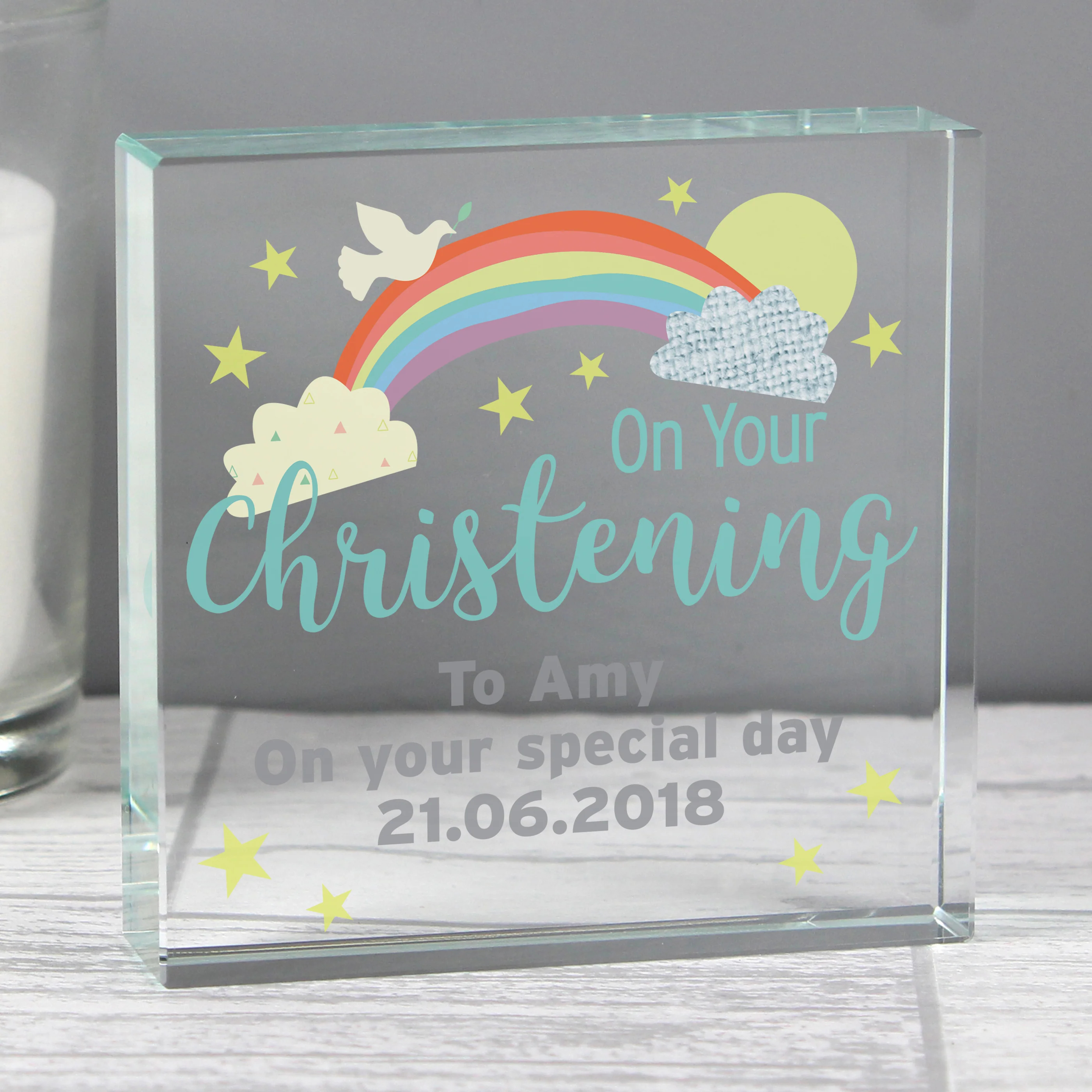 Personalised On Your Christening Rainbow Crystal Token - Image 2