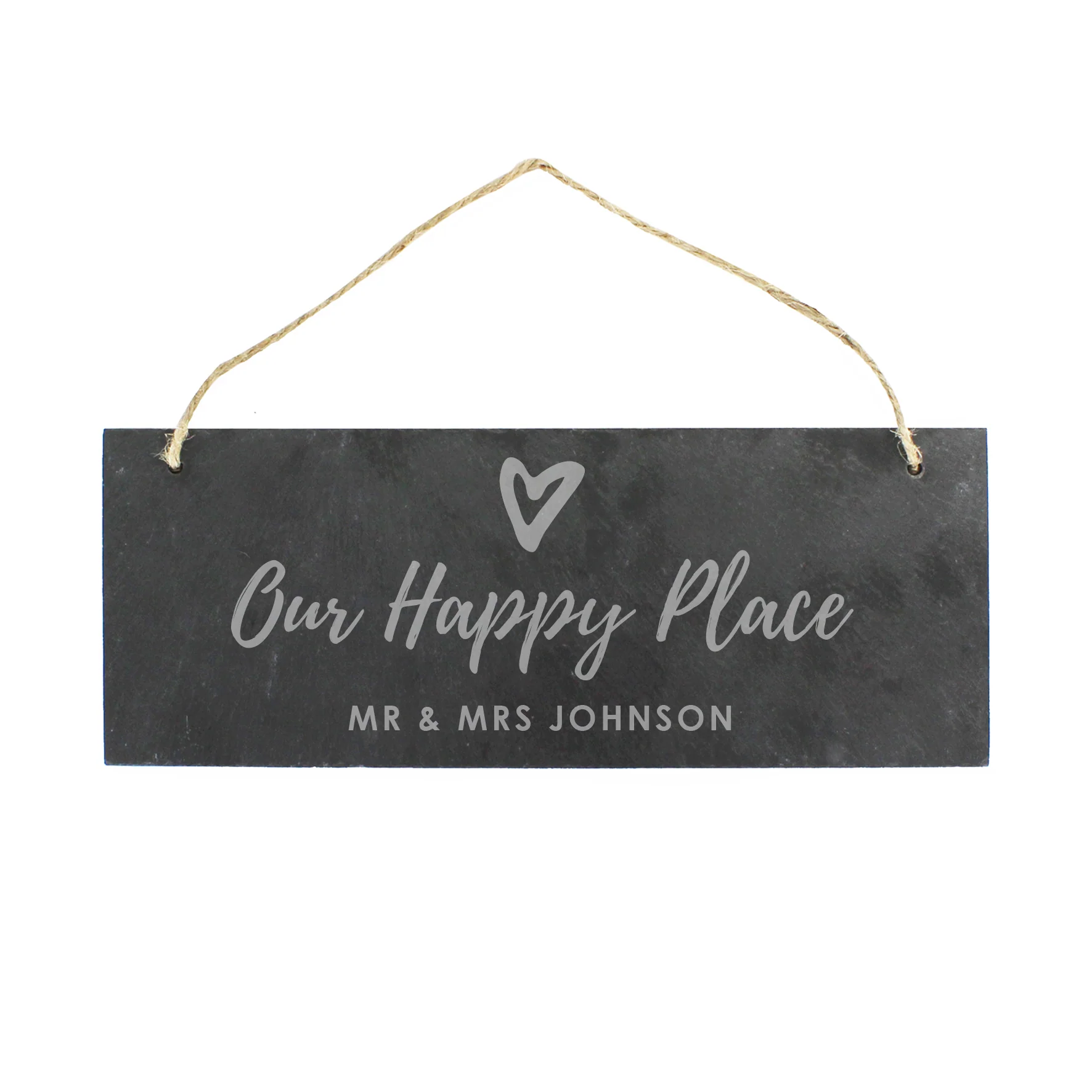 Personalised Our Happy Place Hanging Slate Plaque - Image 2