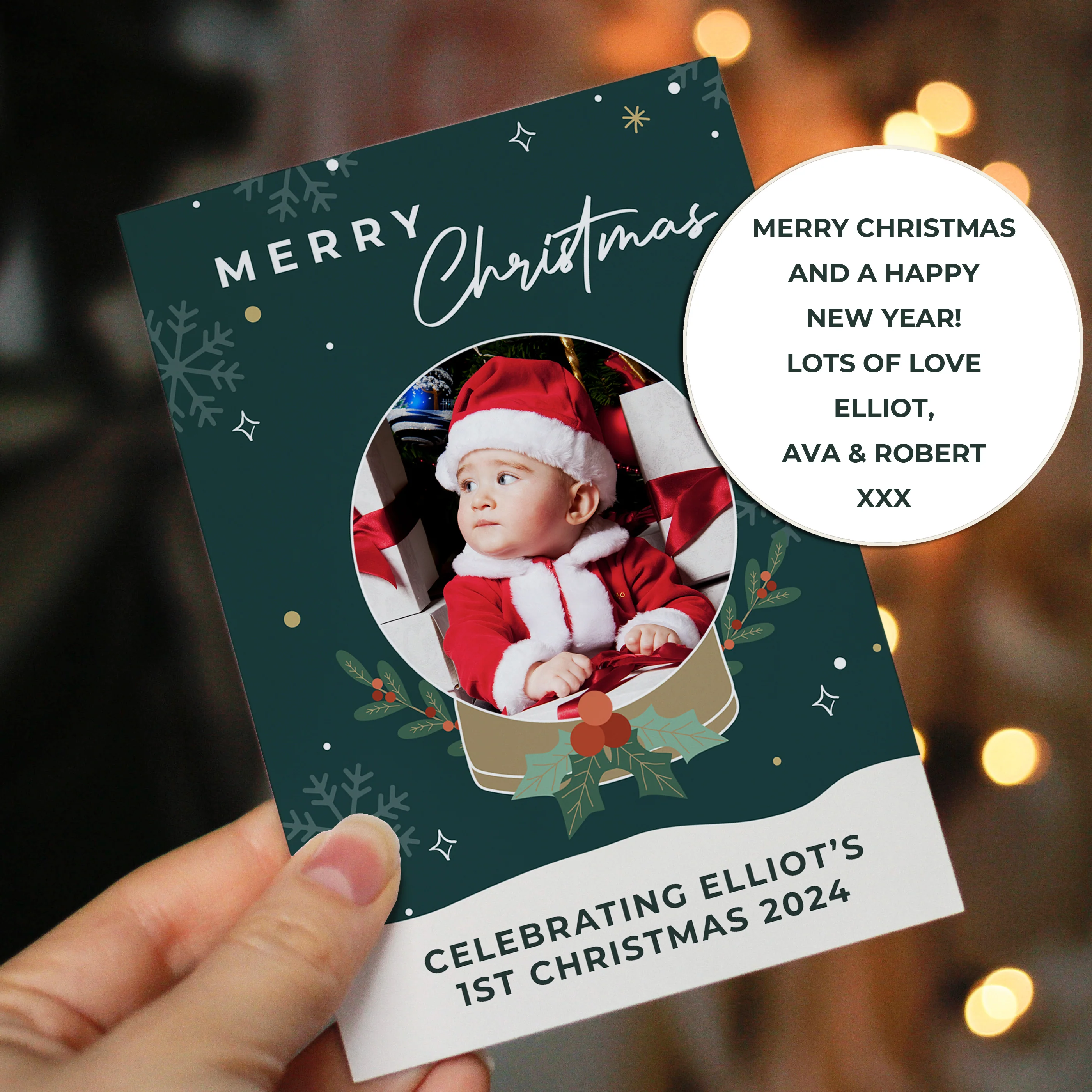 Personalised Pack of 10 Christmas Cards - Photo Upload - Image 3
