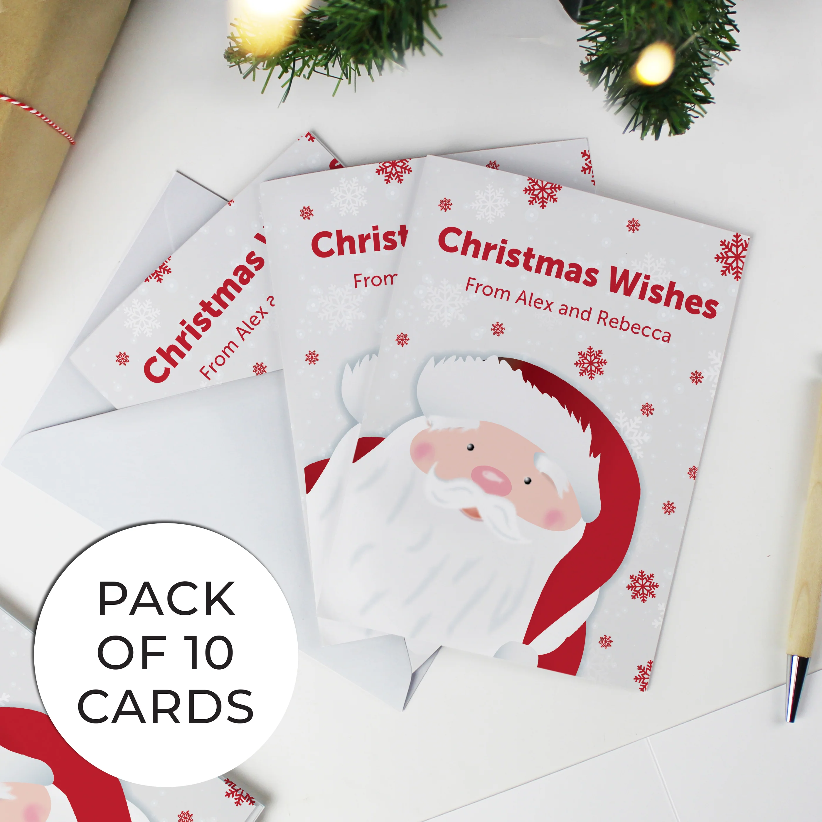 Personalised Pack of 10 Christmas Cards - Santa - Image 4