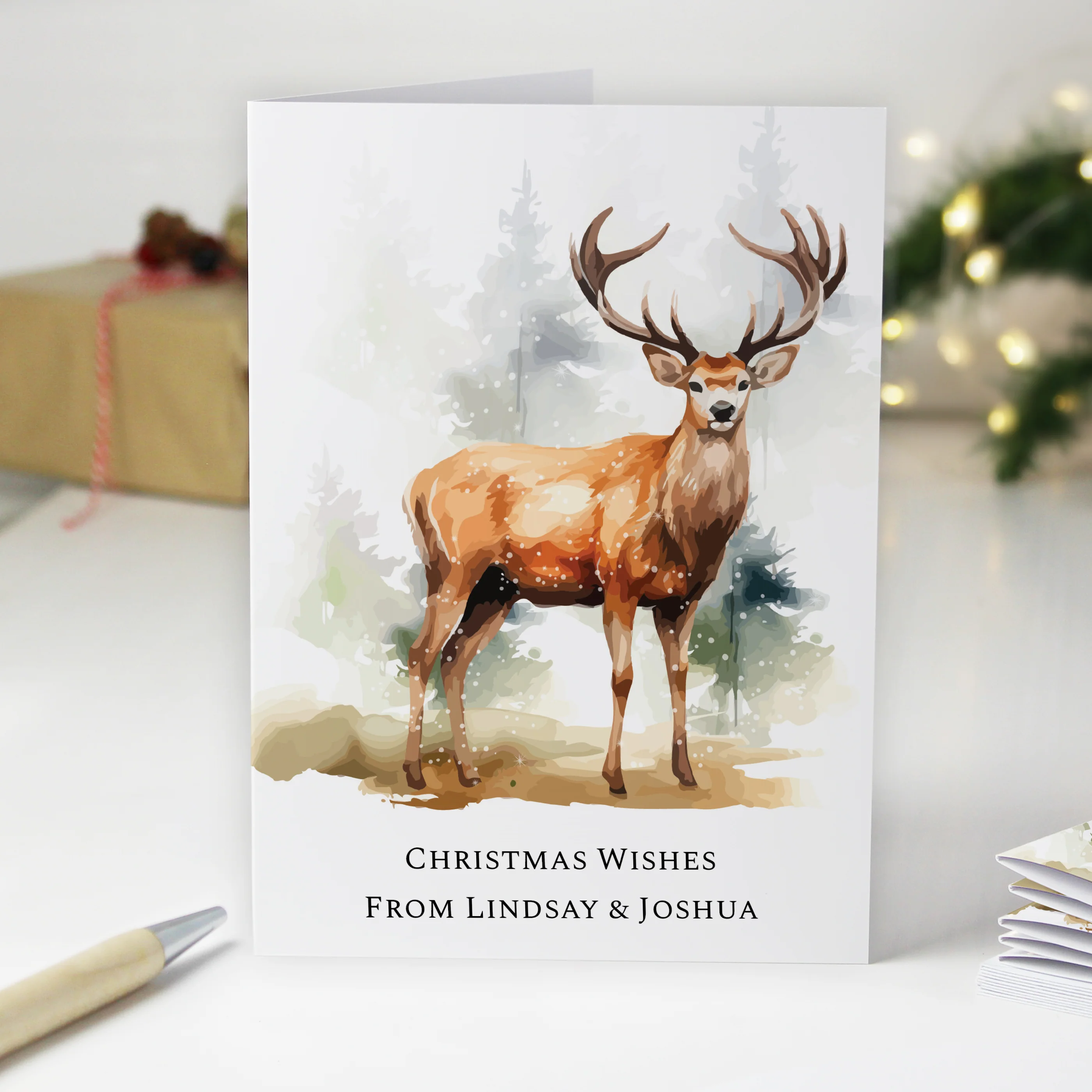 Personalised Pack of 10 Christmas Cards - Stag - Image 2