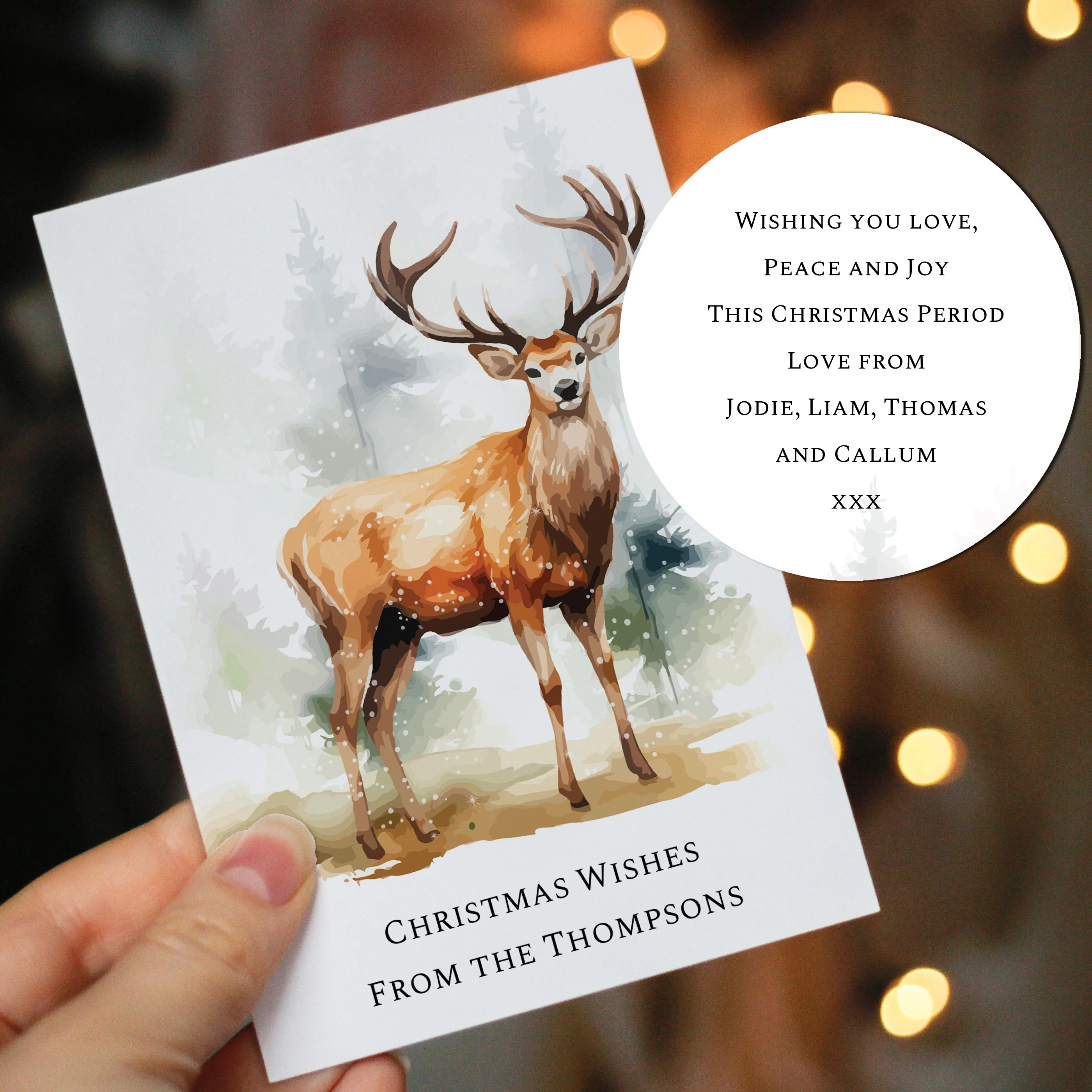 Personalised Pack of 10 Christmas Cards - Stag - Image 3