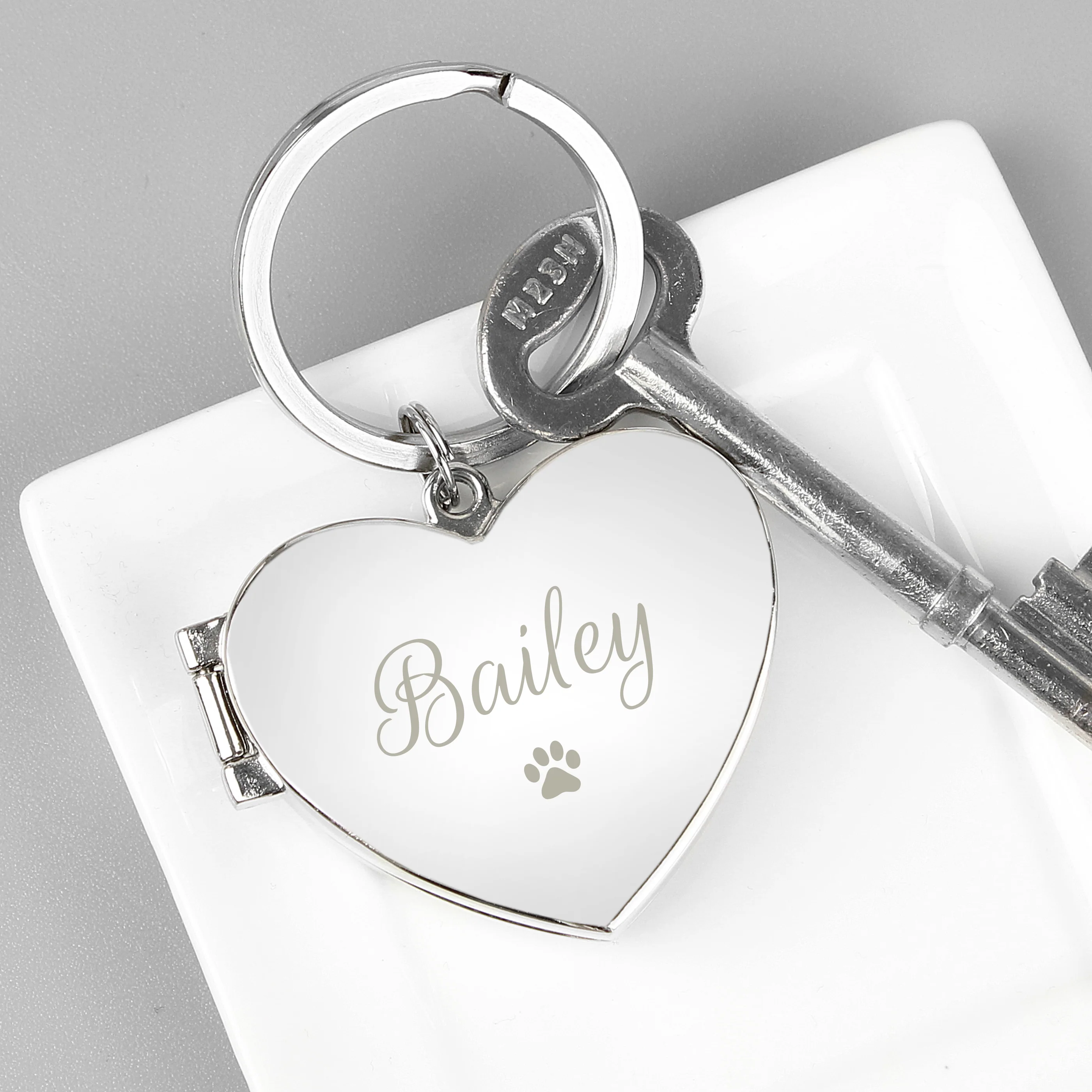 Personalised Paw Print Heart Photo Frame Keyring - Image 3