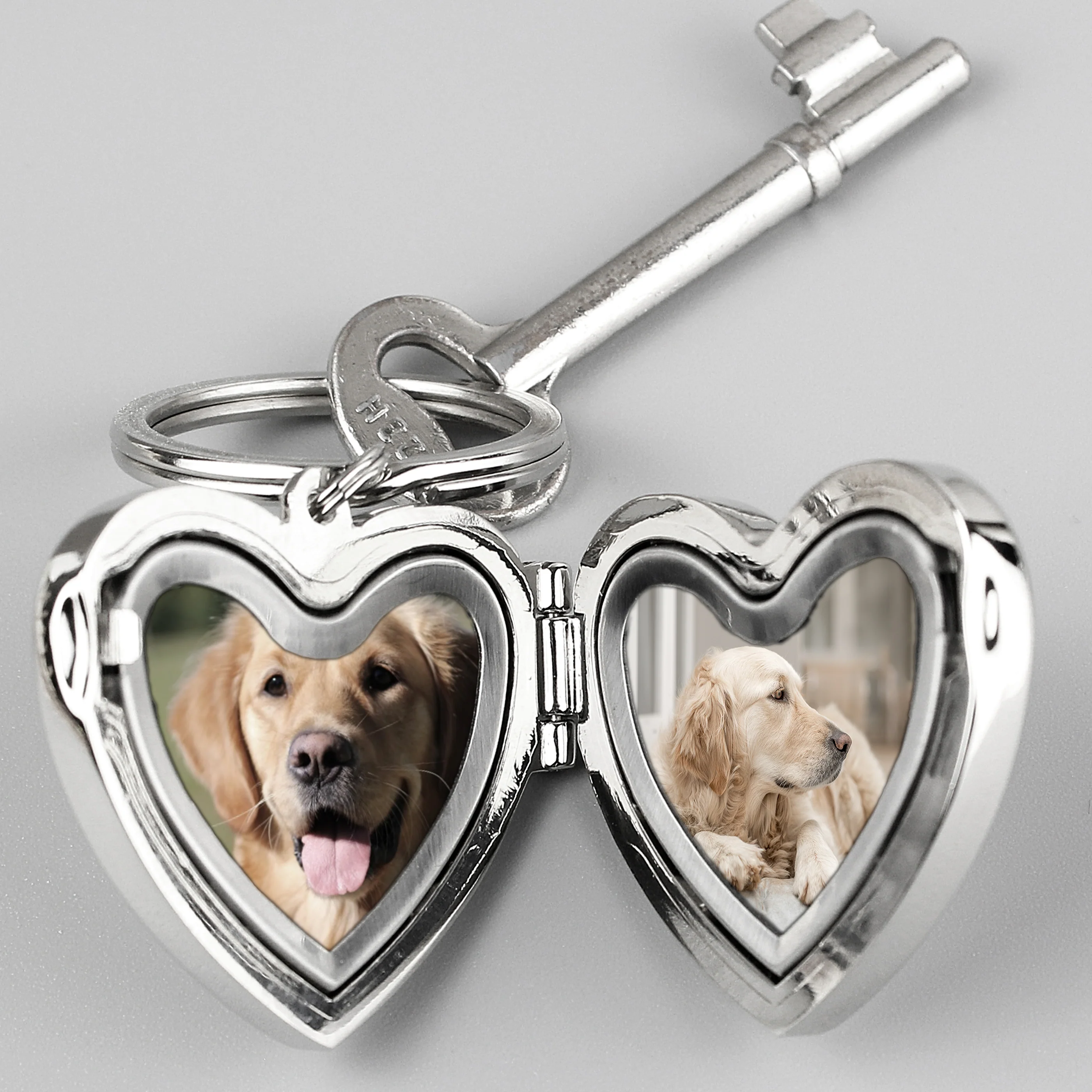 Personalised Paw Print Heart Photo Frame Keyring - Image 4