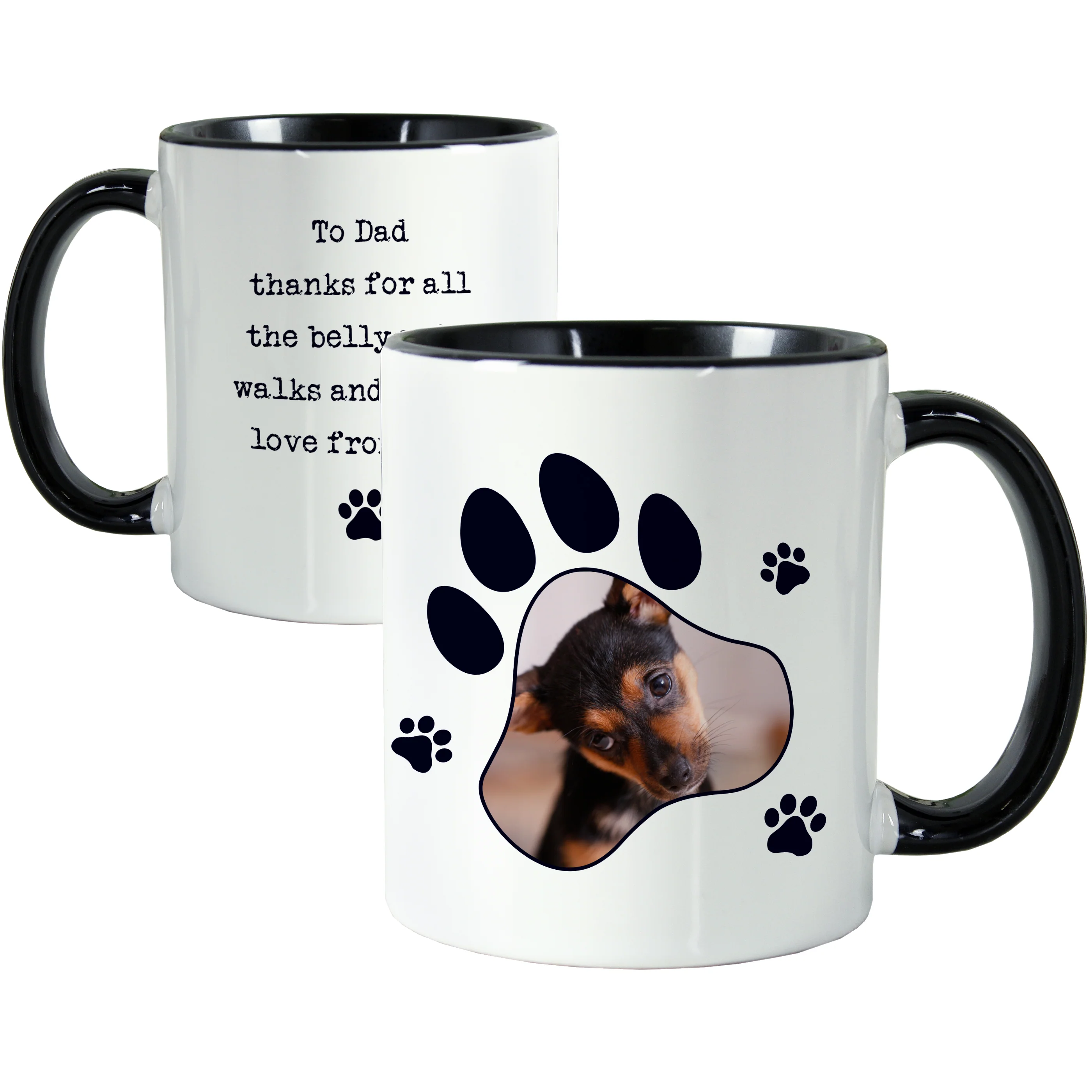 Personalised Paw Print Pet Photo Upload Black Handled Mug - Image 5