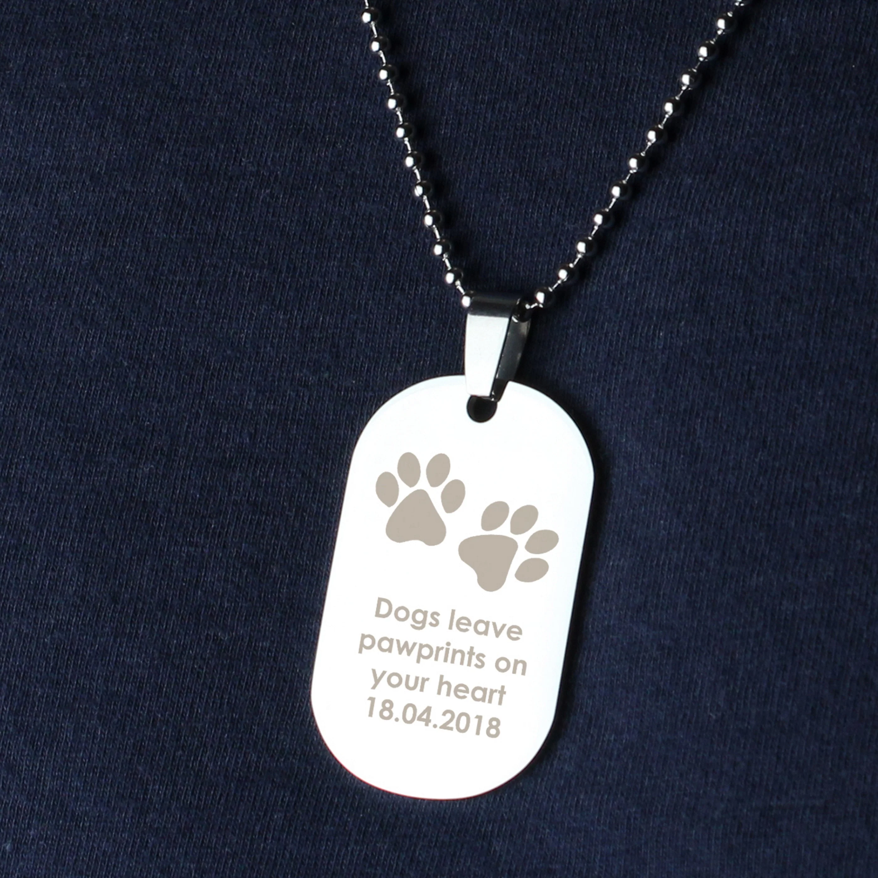 Personalised Paw Prints Stainless Steel Dog Tag Necklace - Image 12