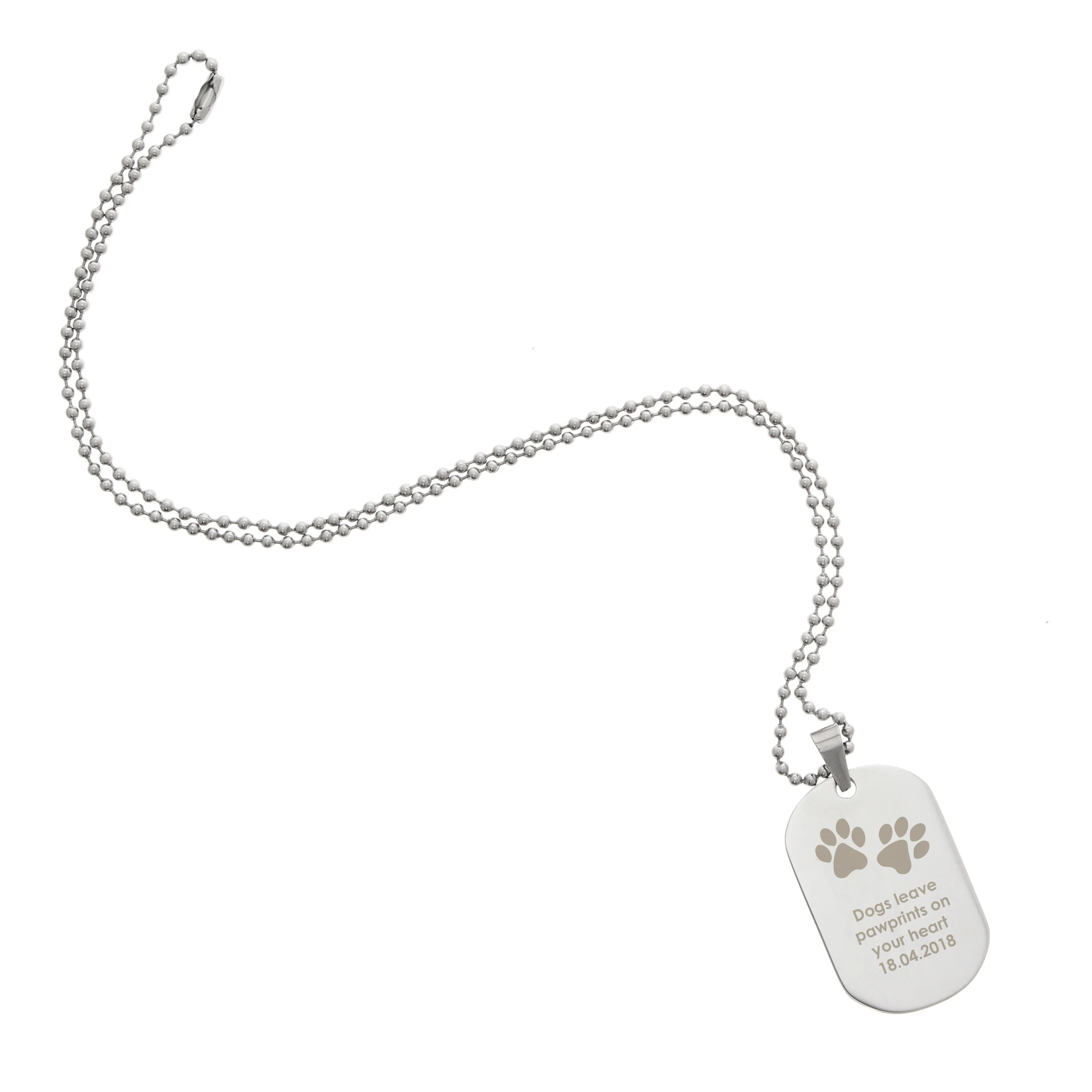Personalised Paw Prints Stainless Steel Dog Tag Necklace - Image 2