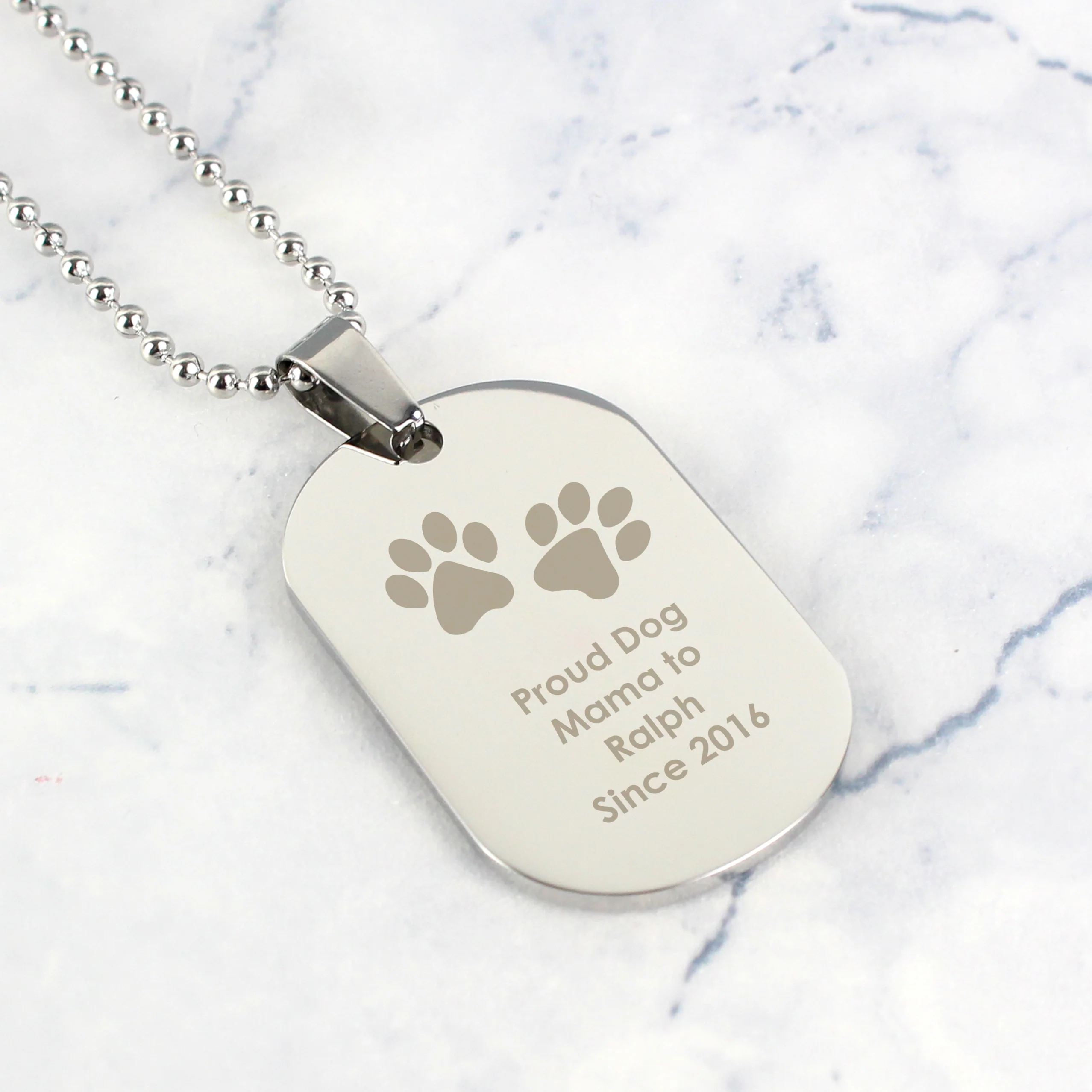 Personalised Paw Prints Stainless Steel Dog Tag Necklace - Image 3