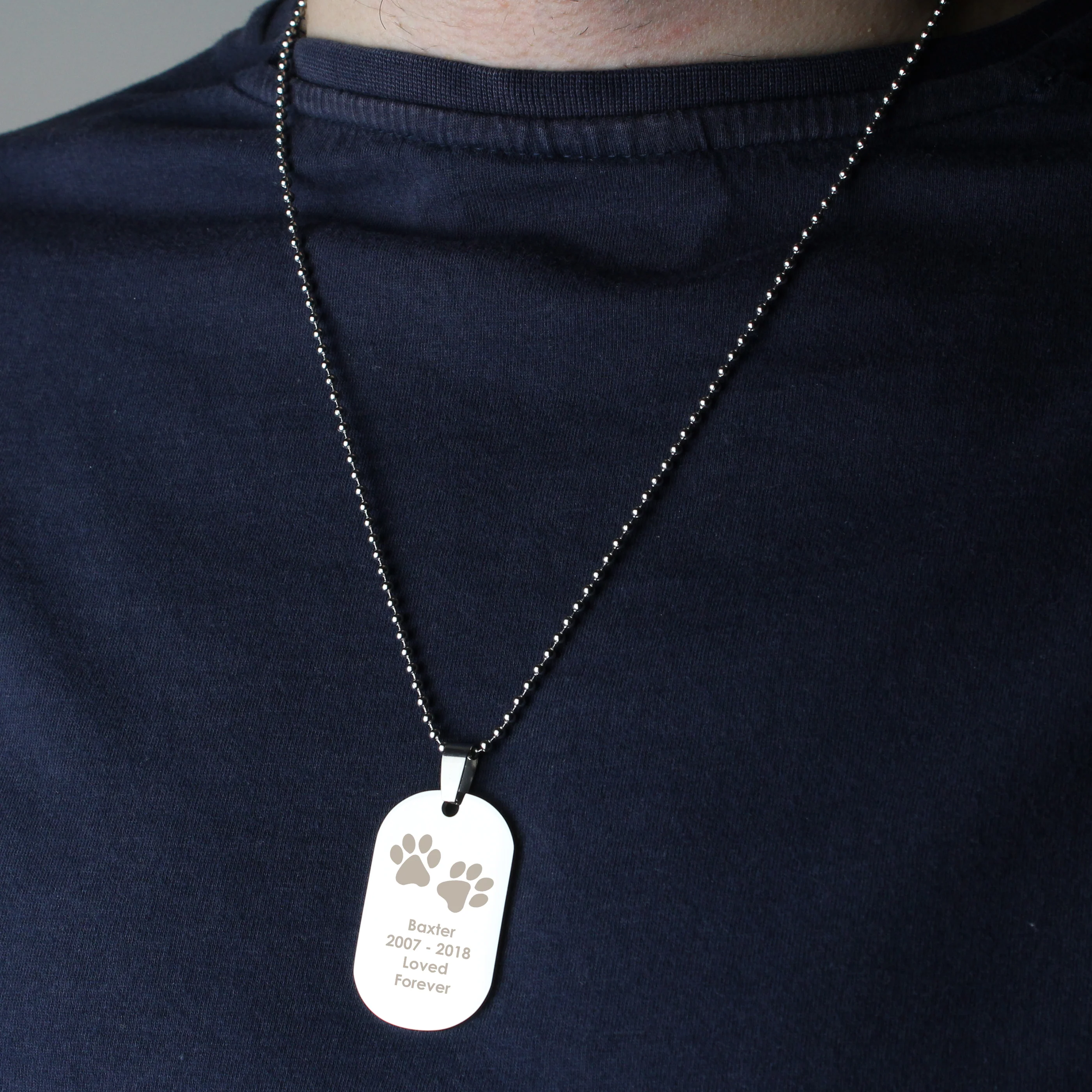 Personalised Paw Prints Stainless Steel Dog Tag Necklace - Image 6
